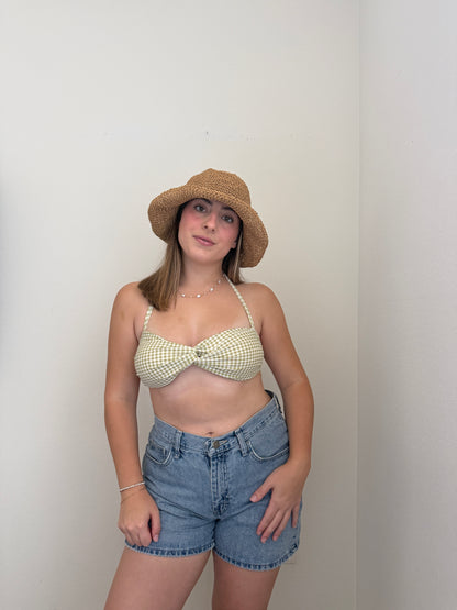 Green Gingham Kini Top (M)