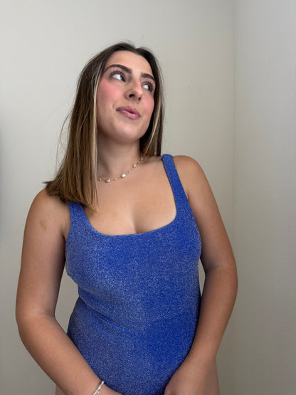 Blue Shimmer One Piece Swimmie (S)