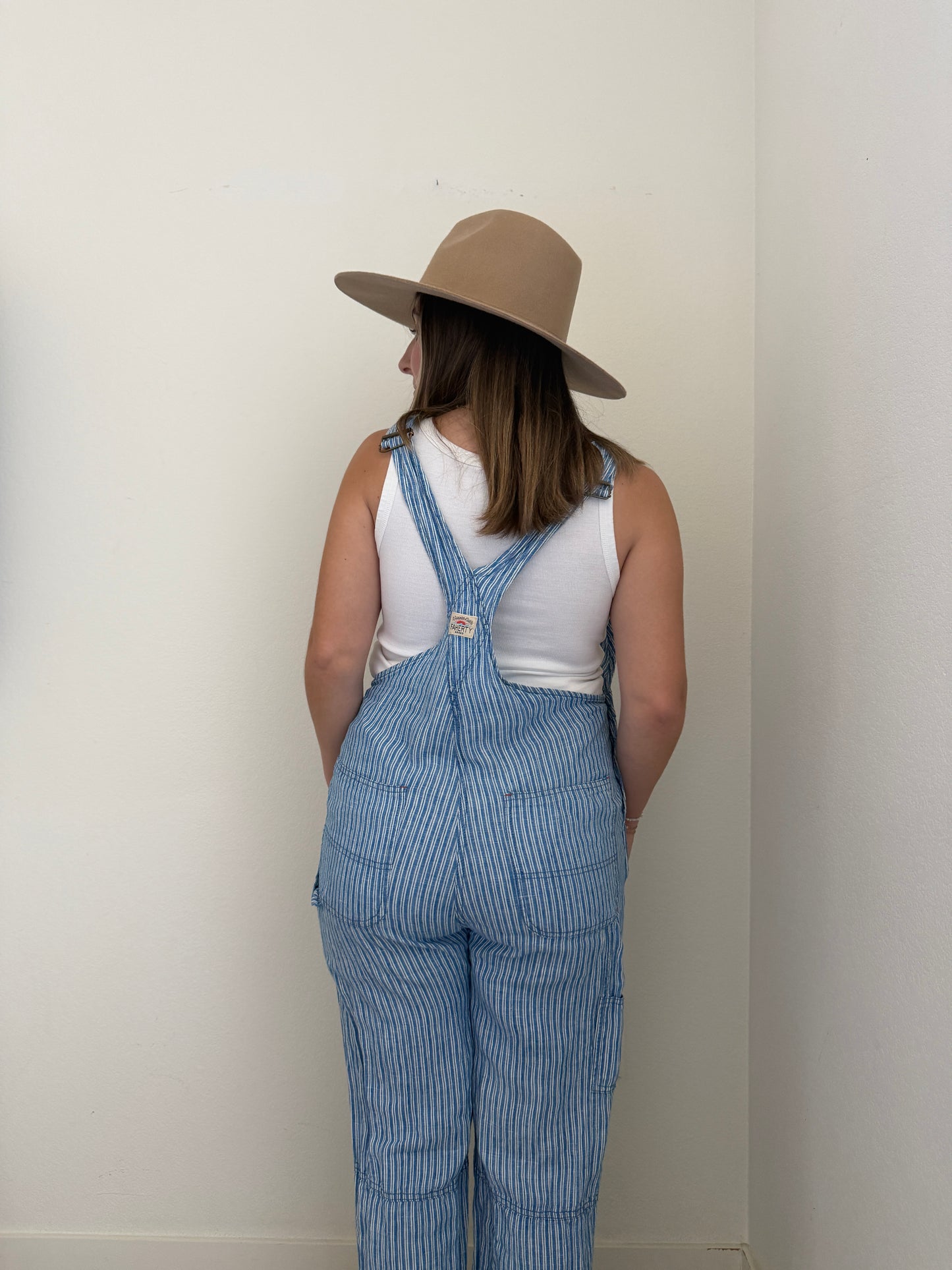 Faherty Striped Linen Overalls (S)