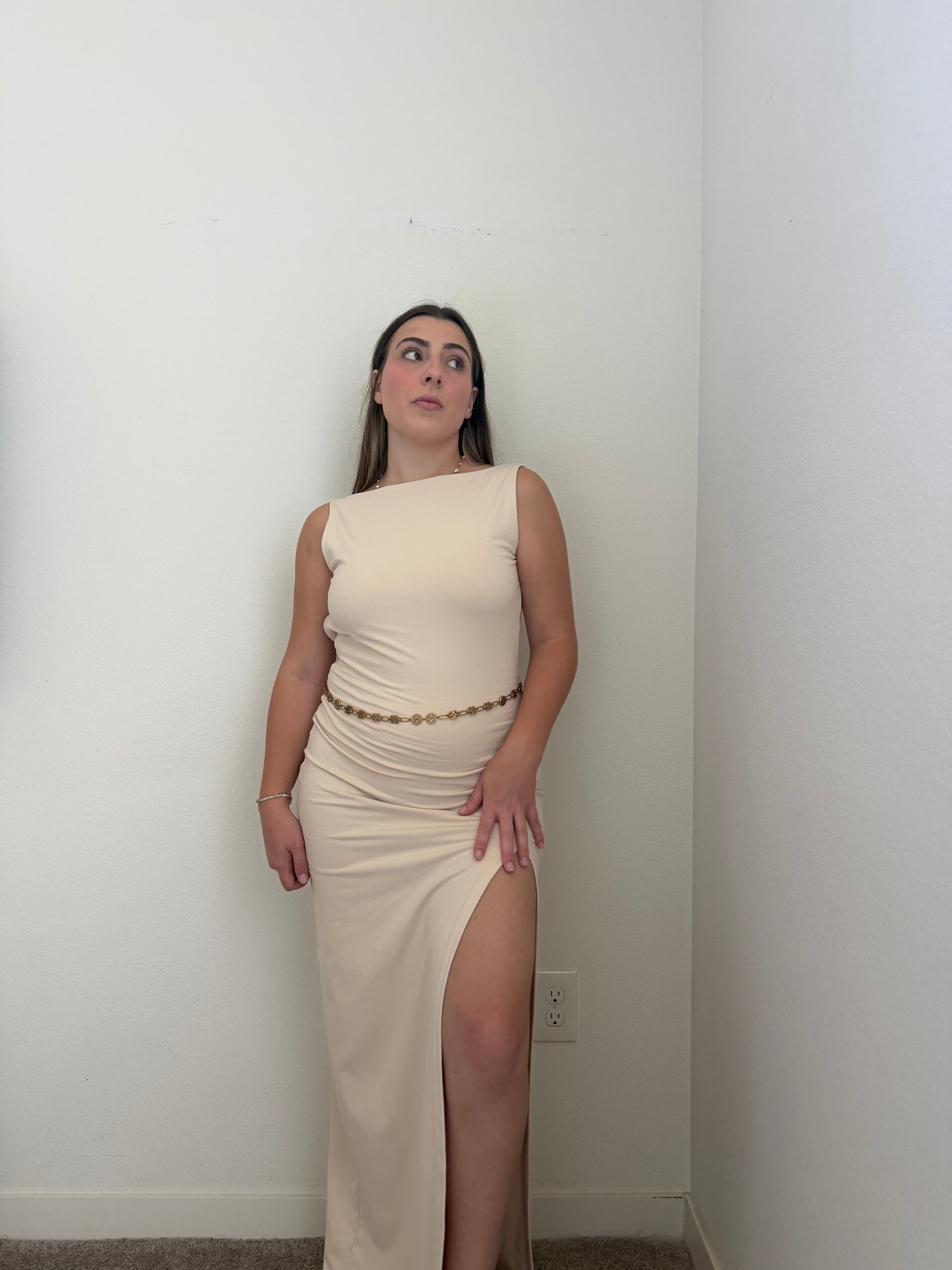 Susana Monaco Sleeveless Low Back Slit Dress (S)