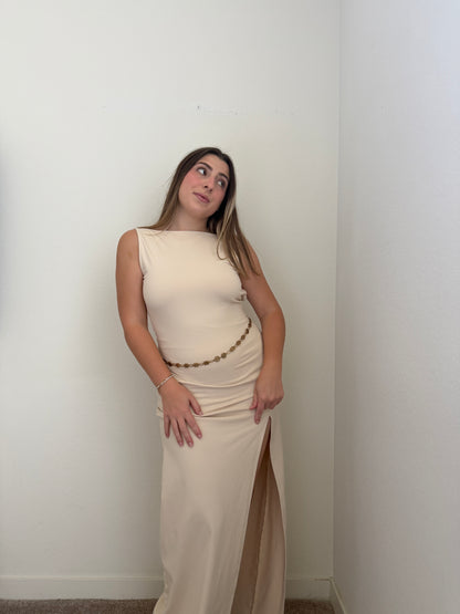 Susana Monaco Sleeveless Low Back Slit Dress (S)