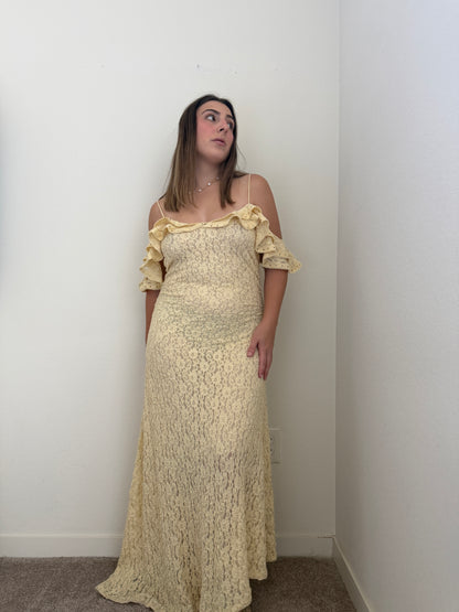 Yellow Floral Maxi Dress (L)