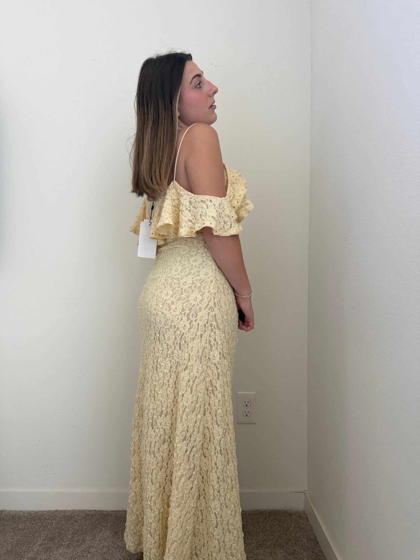 Yellow Floral Maxi Dress (L)