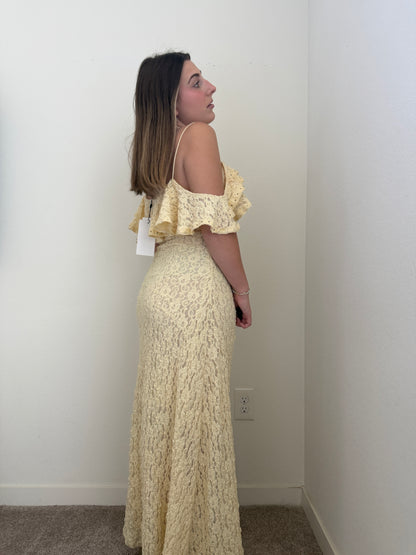 Yellow Floral Maxi Dress (L)