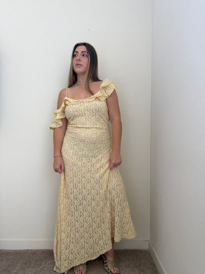 Yellow Floral Maxi Dress (L)