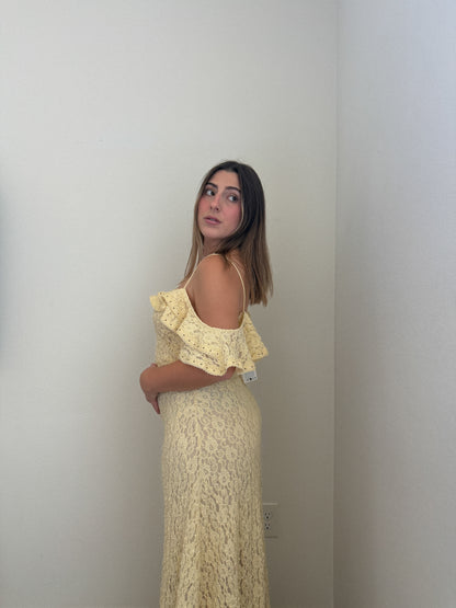 Yellow Floral Maxi Dress (L)