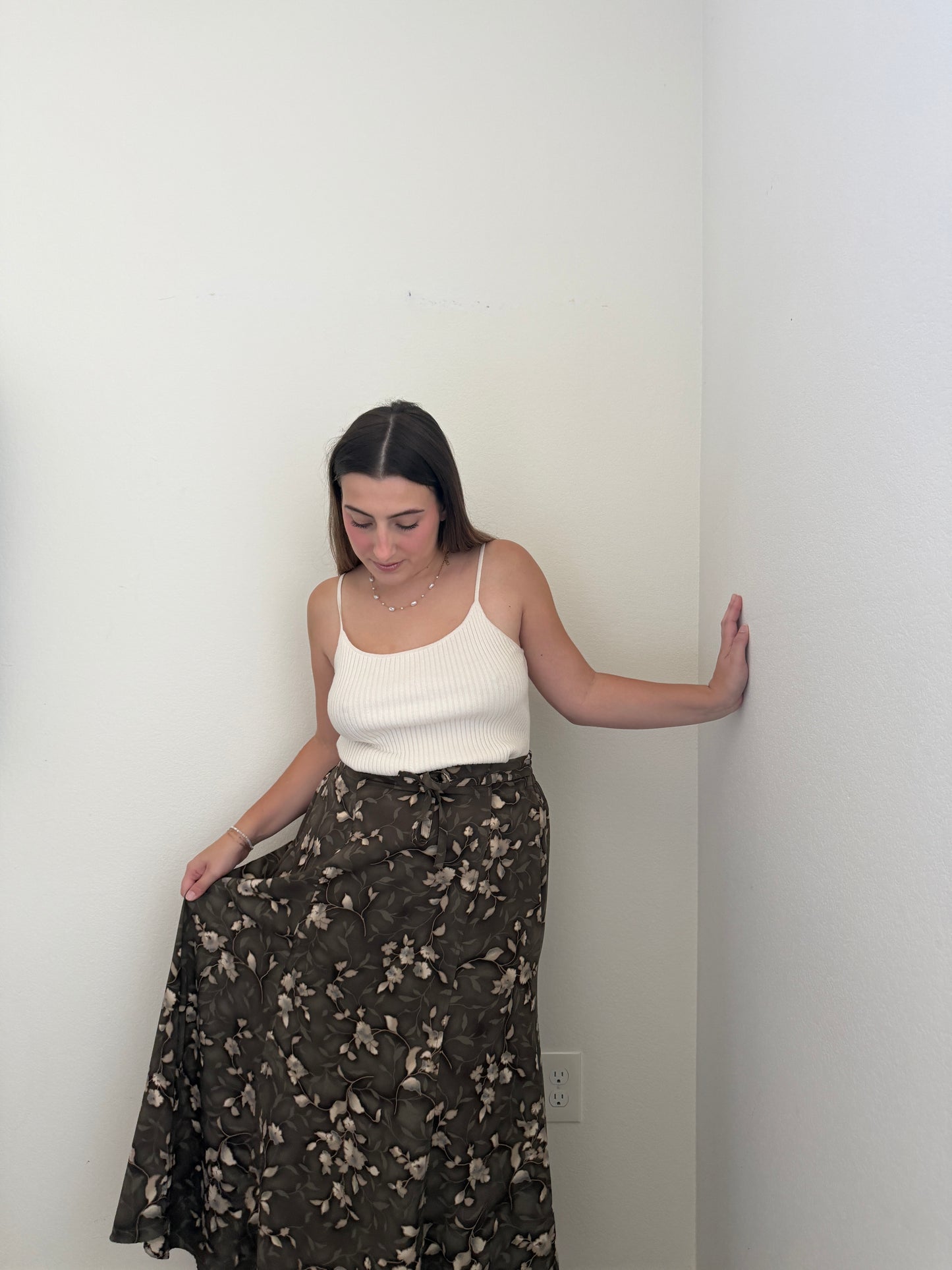 VTG Green Floral Midi Skirt (12)