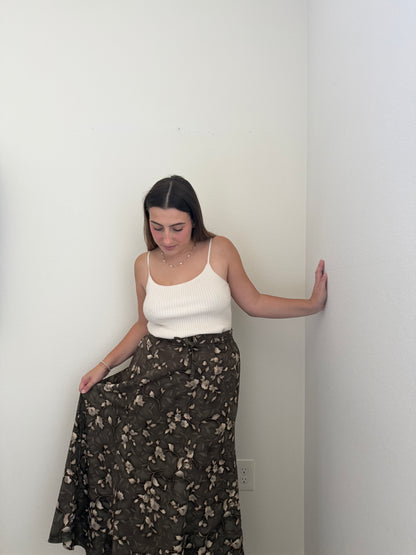 VTG Green Floral Midi Skirt (12)