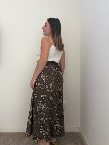 VTG Green Floral Midi Skirt (12)