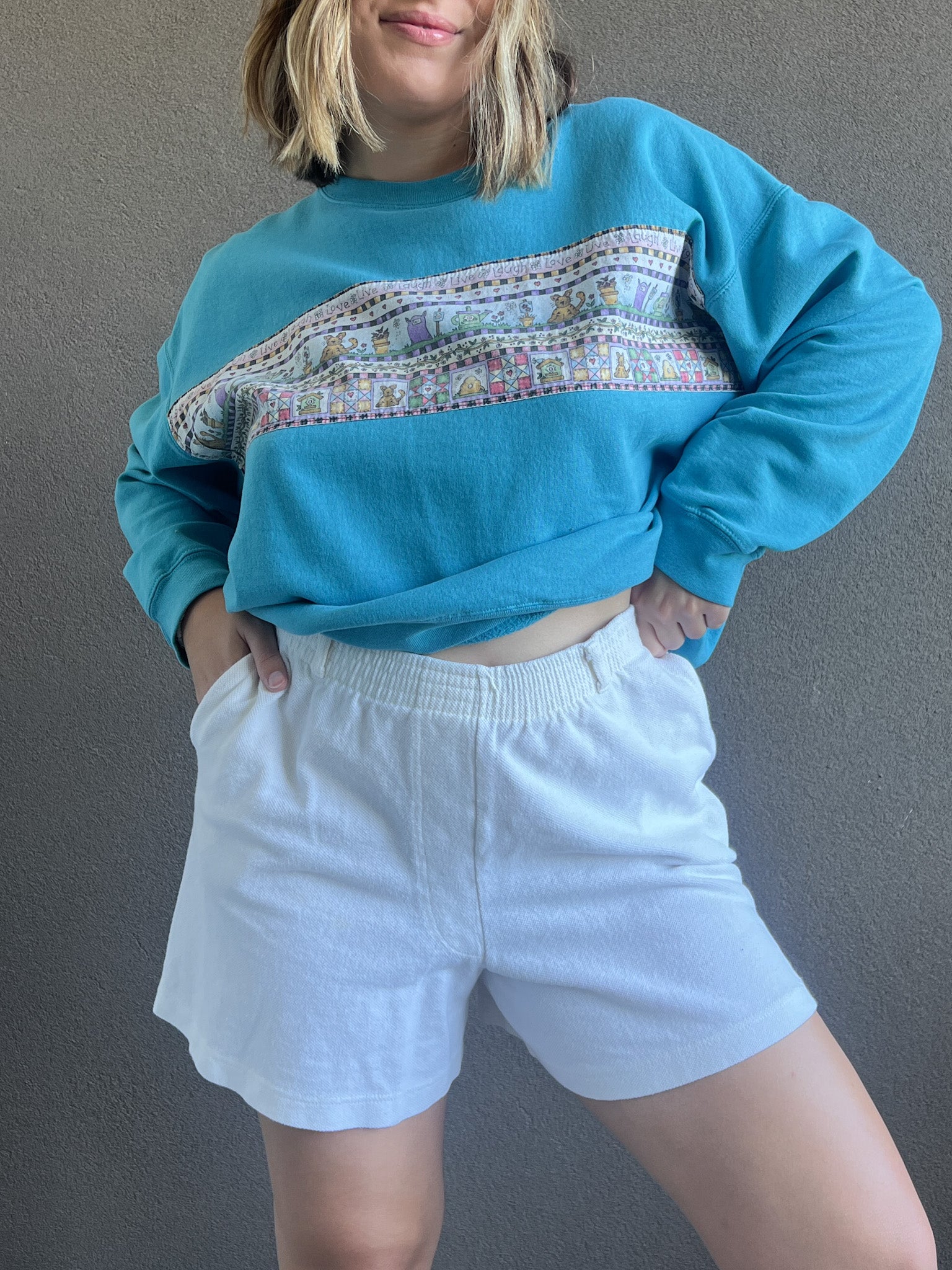 Textured White Easy Shorts (S)