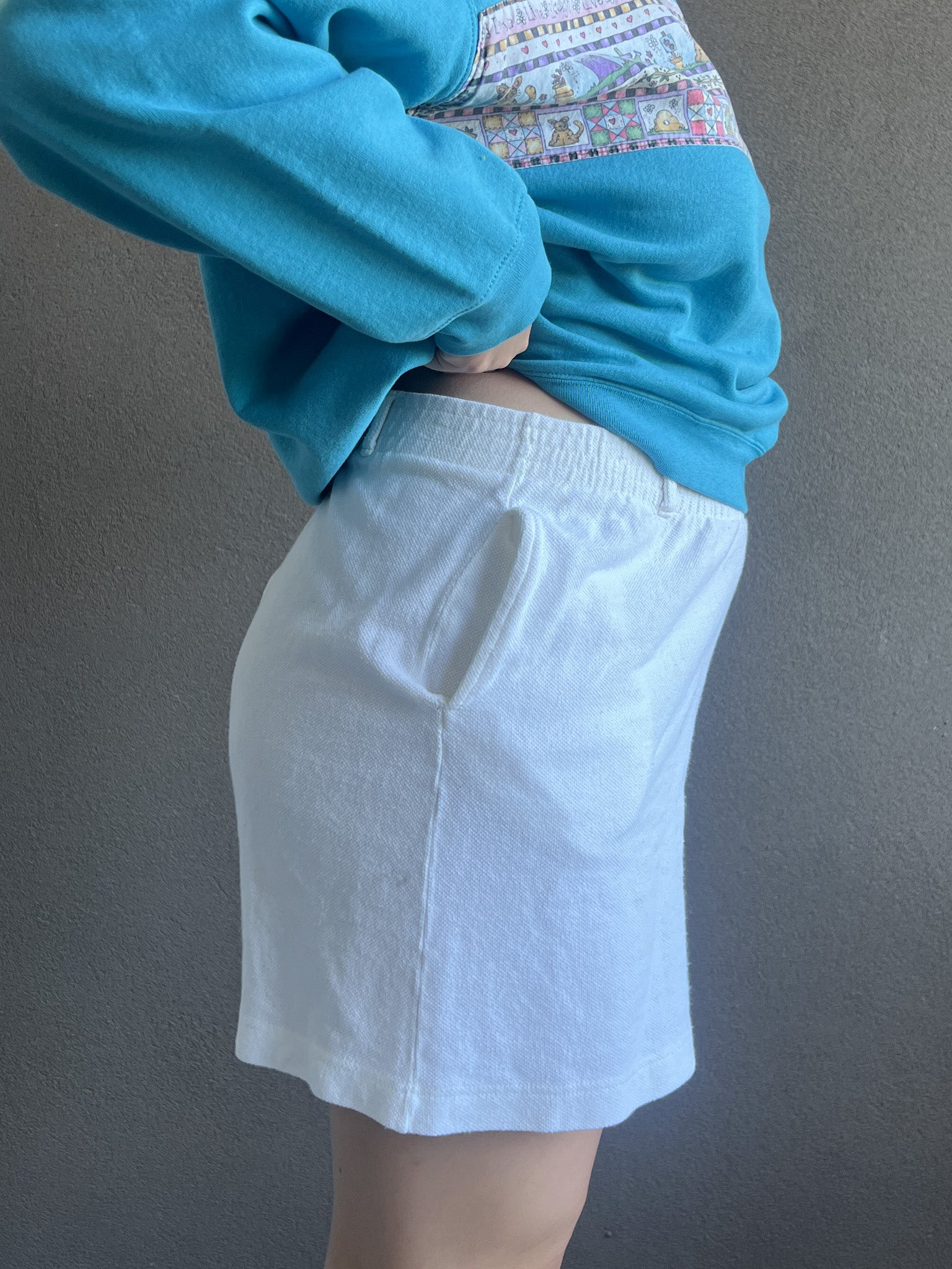 Textured White Easy Shorts (S)
