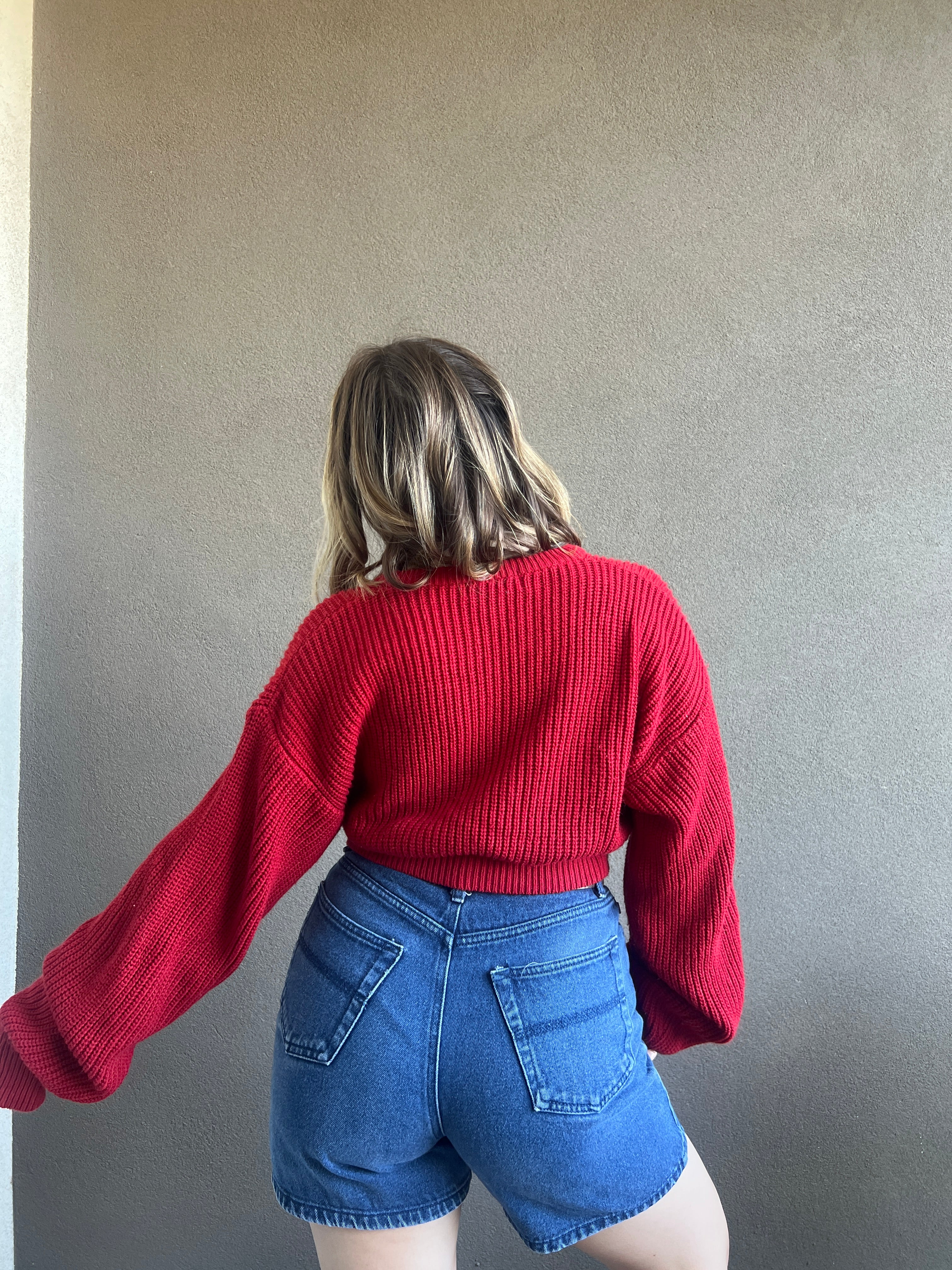 Vintage Cherry Cropped Sweater (L)