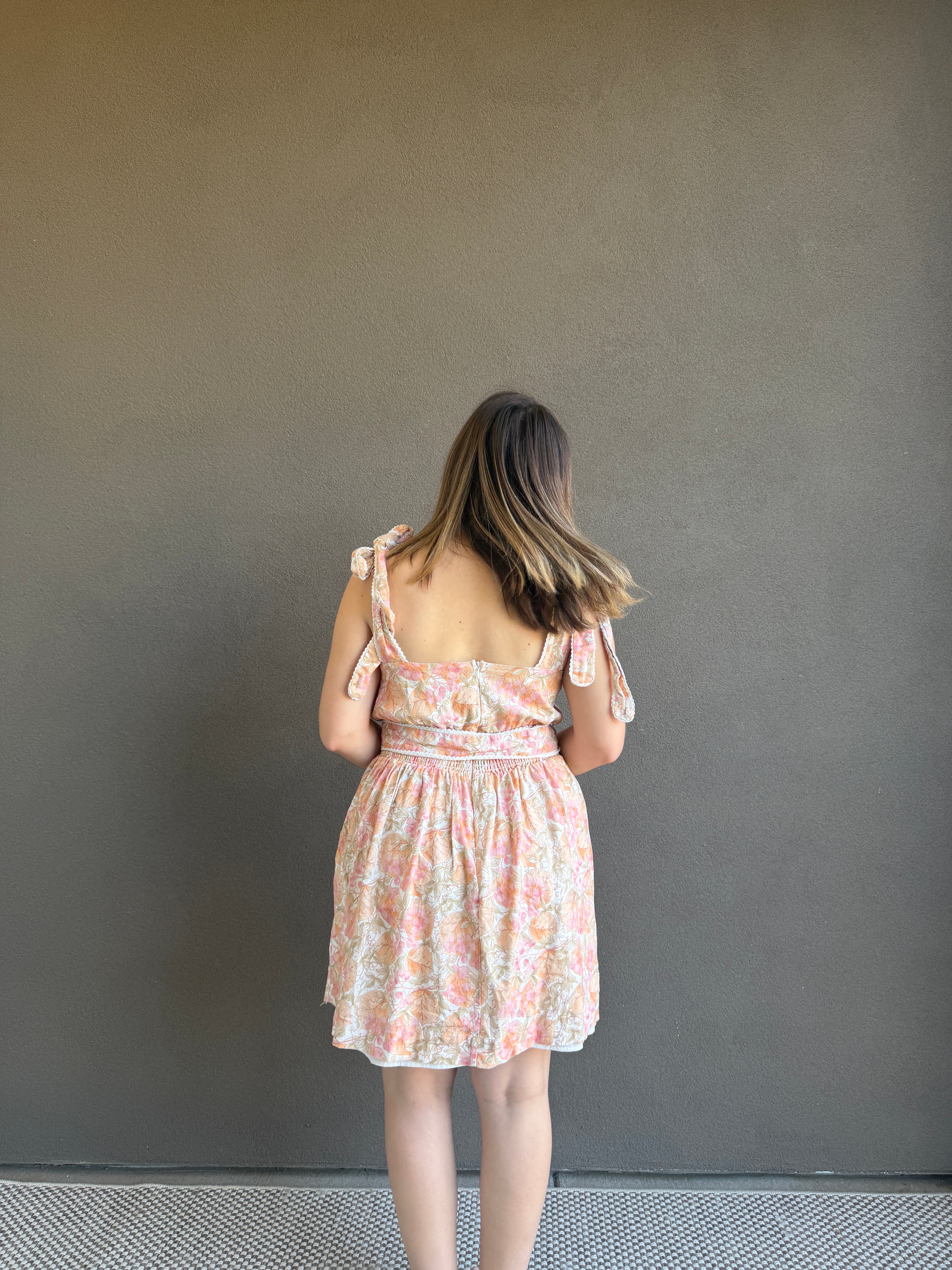 Pink Floral Mini Dress (L)