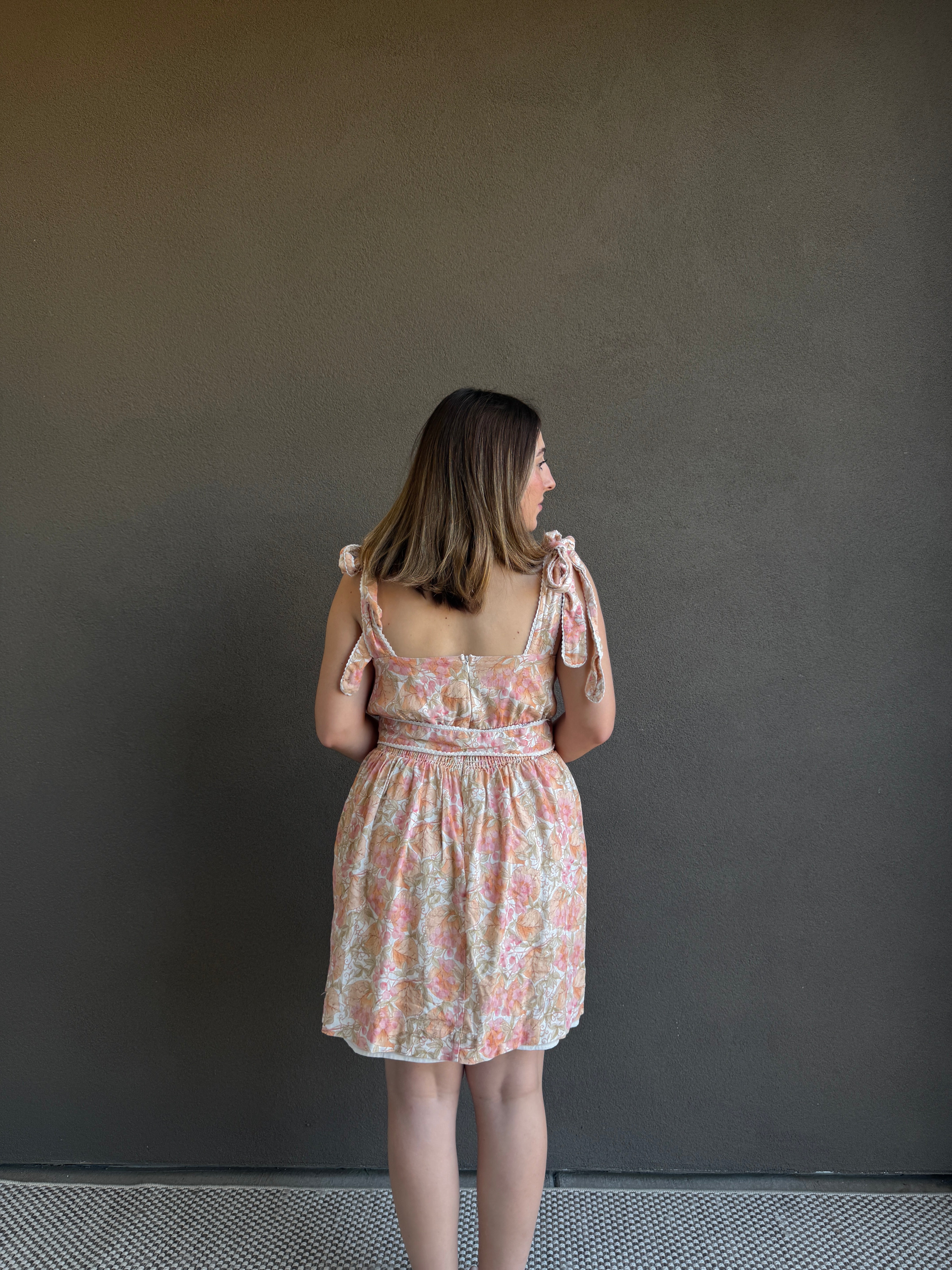 Pink Floral Mini Dress (L)