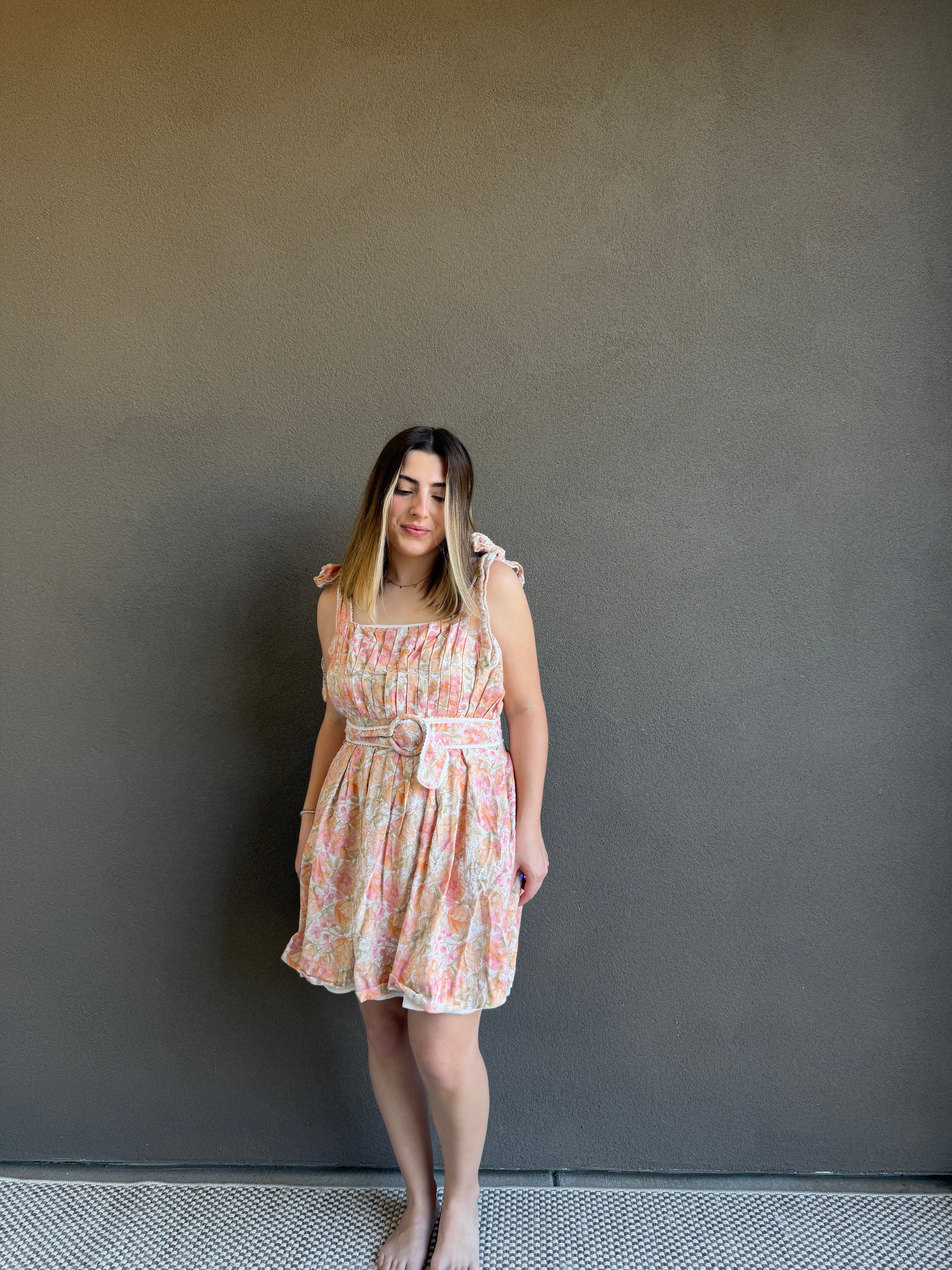 Pink Floral Mini Dress (L)