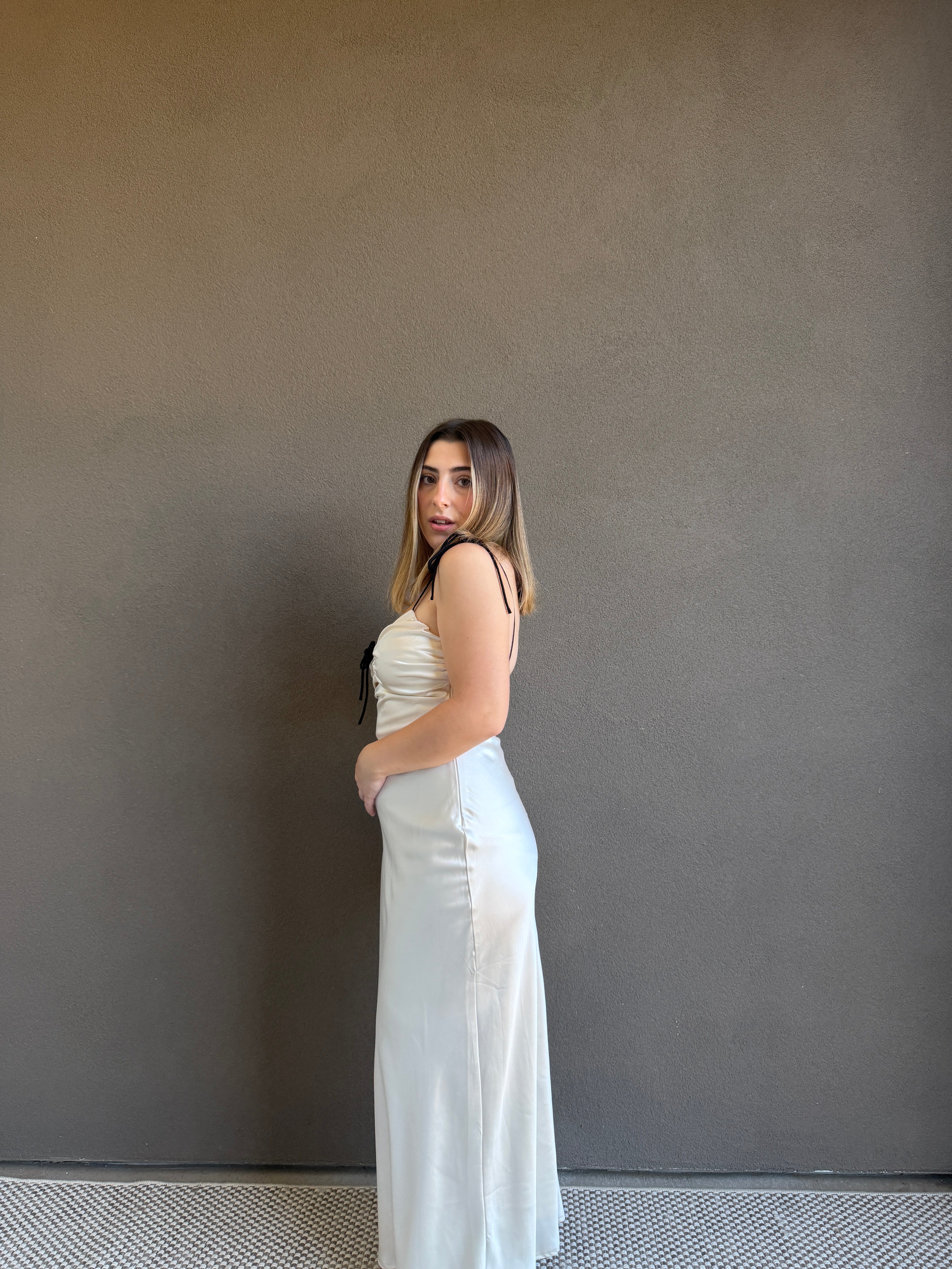 White Satin Maxi Dress (XS)