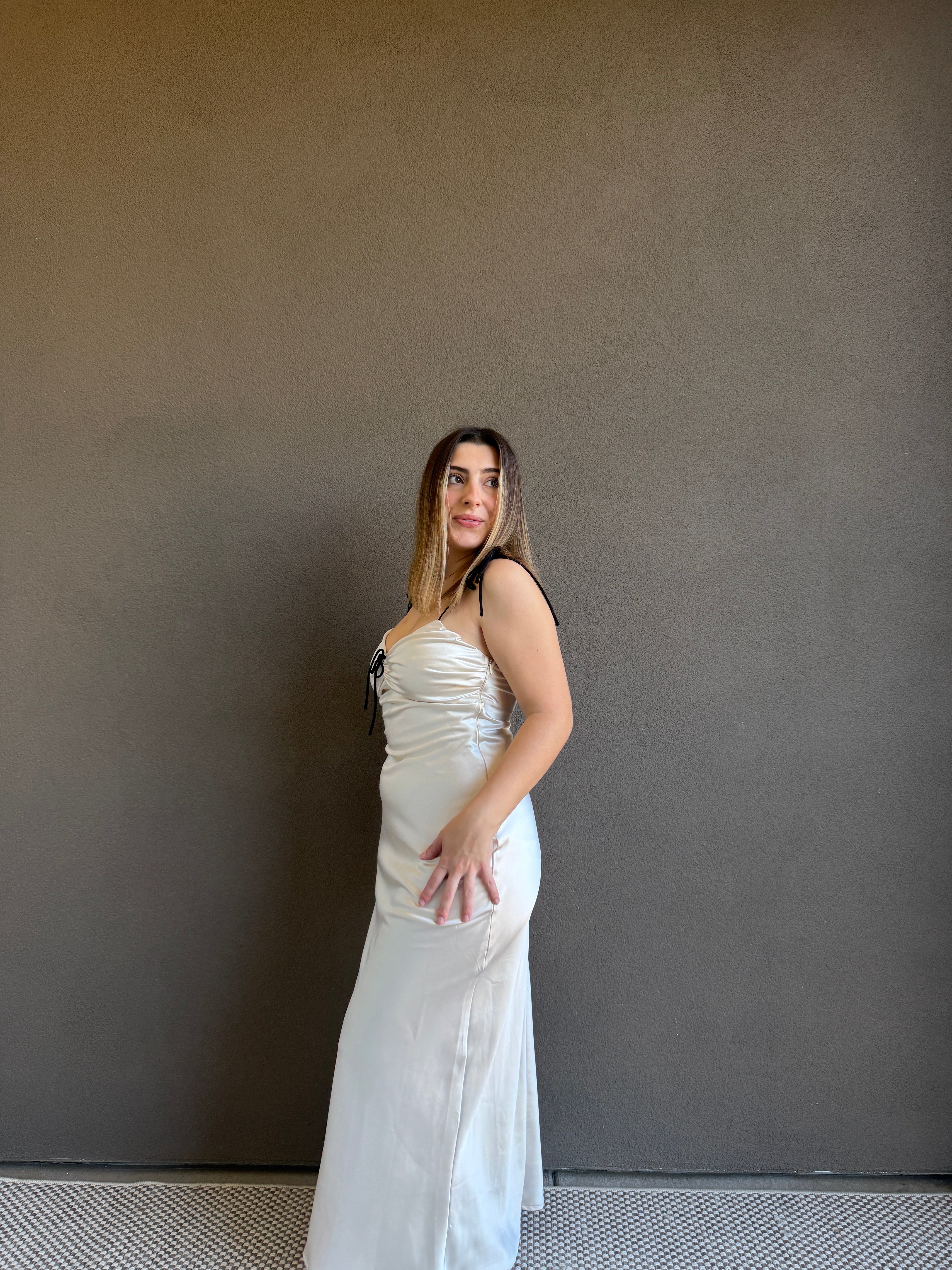 White Satin Maxi Dress (XS)