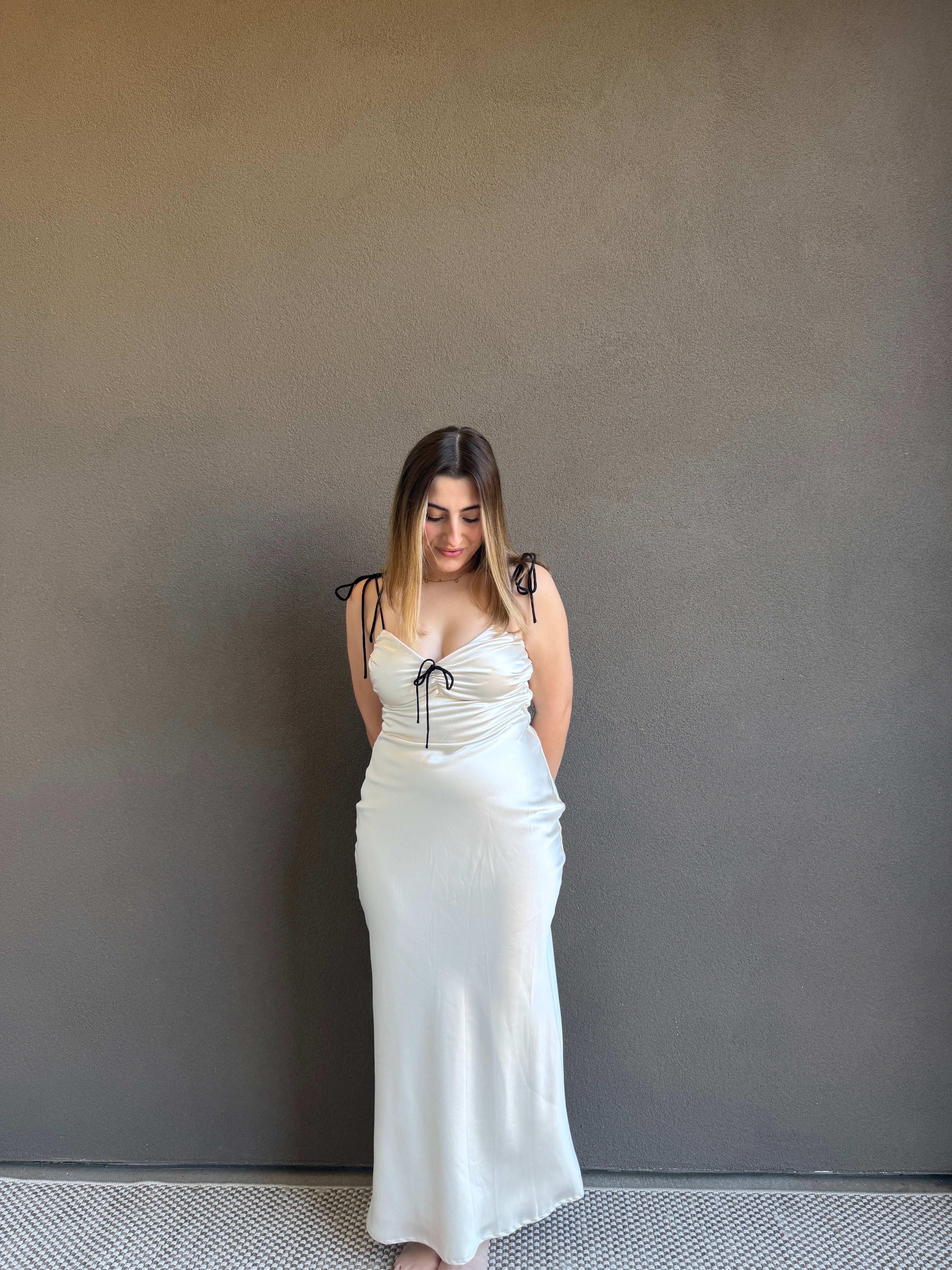 White Satin Maxi Dress (XS)