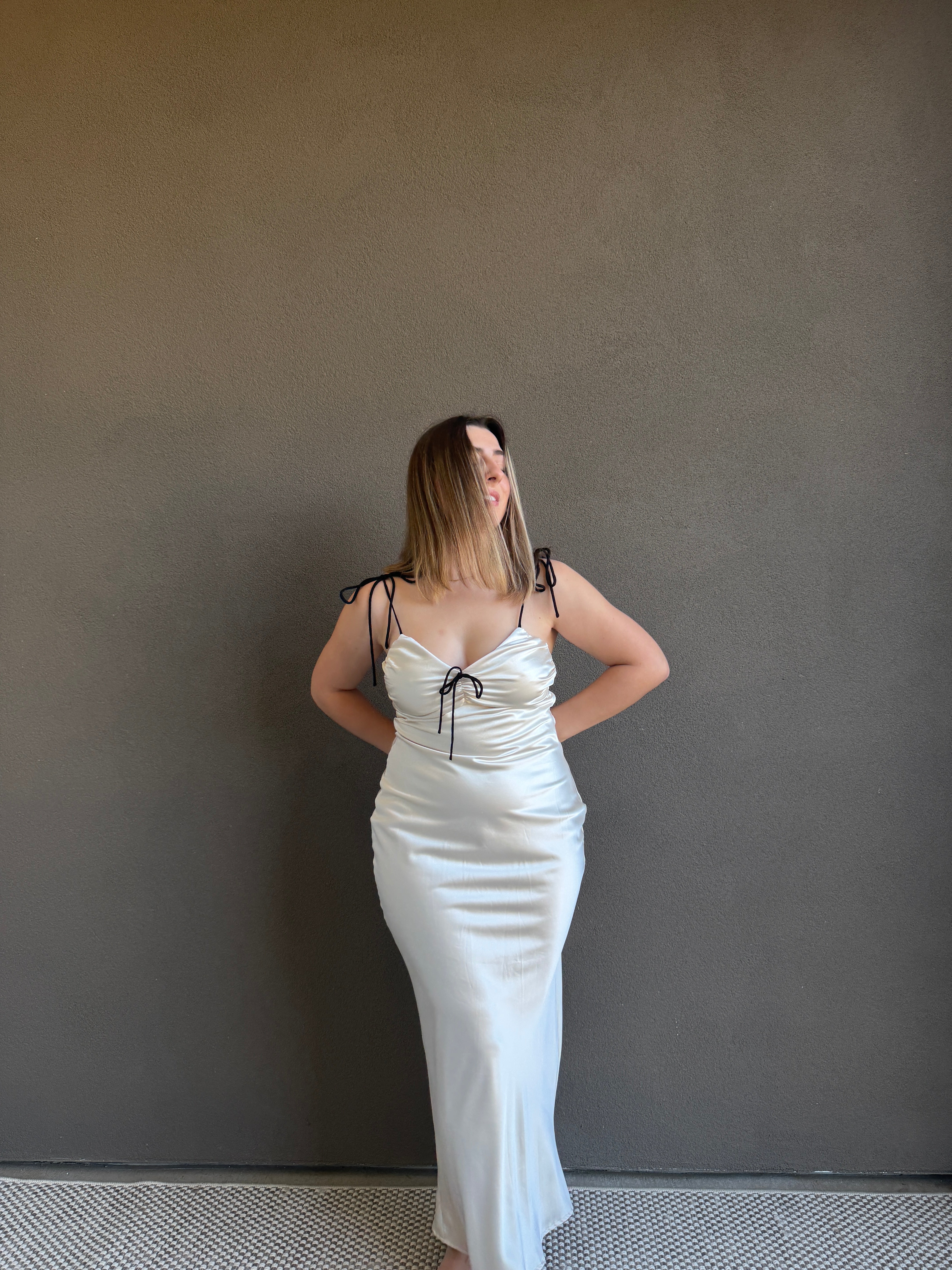 White Satin Maxi Dress (XS)