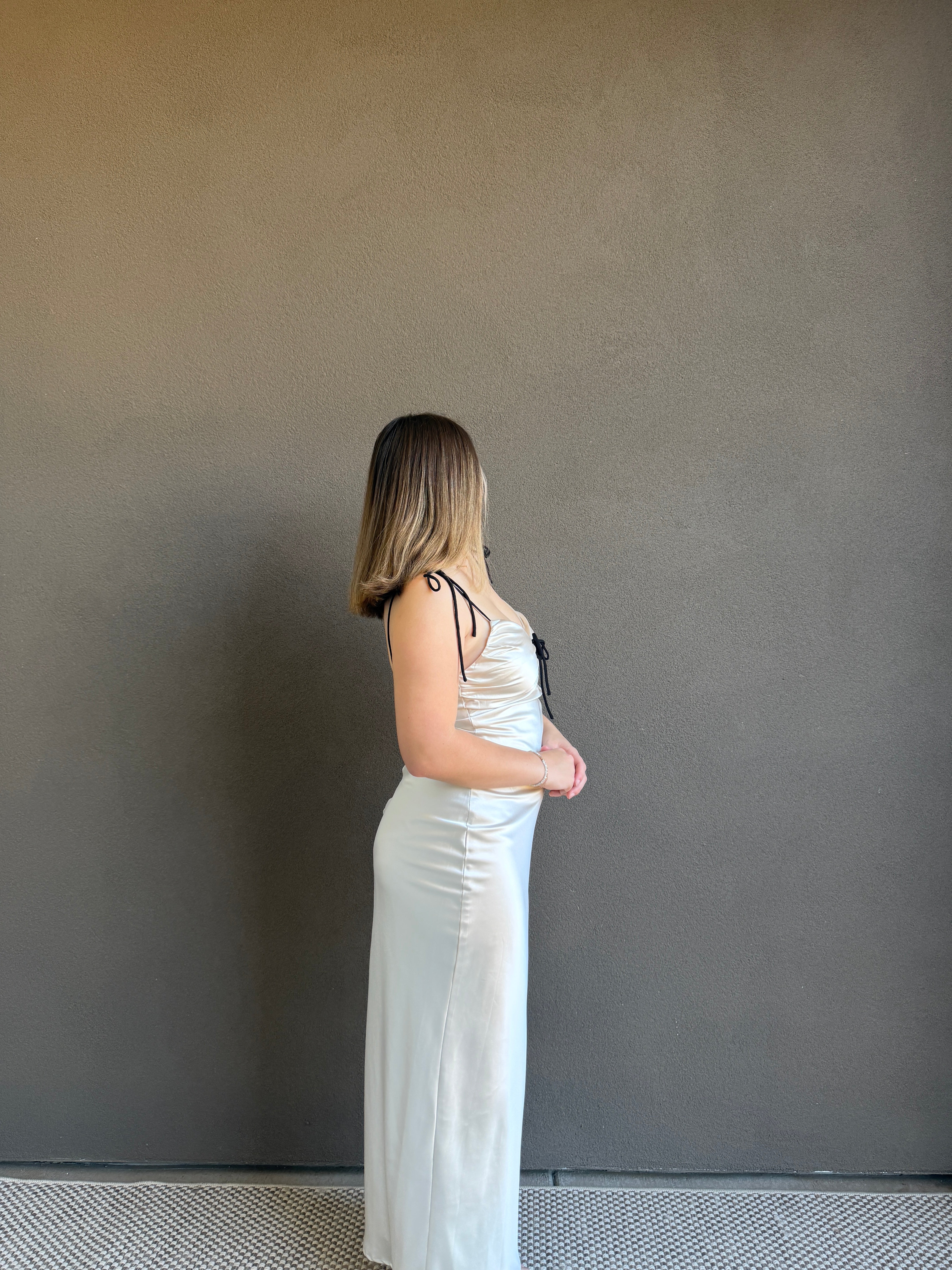 White Satin Maxi Dress (XS)
