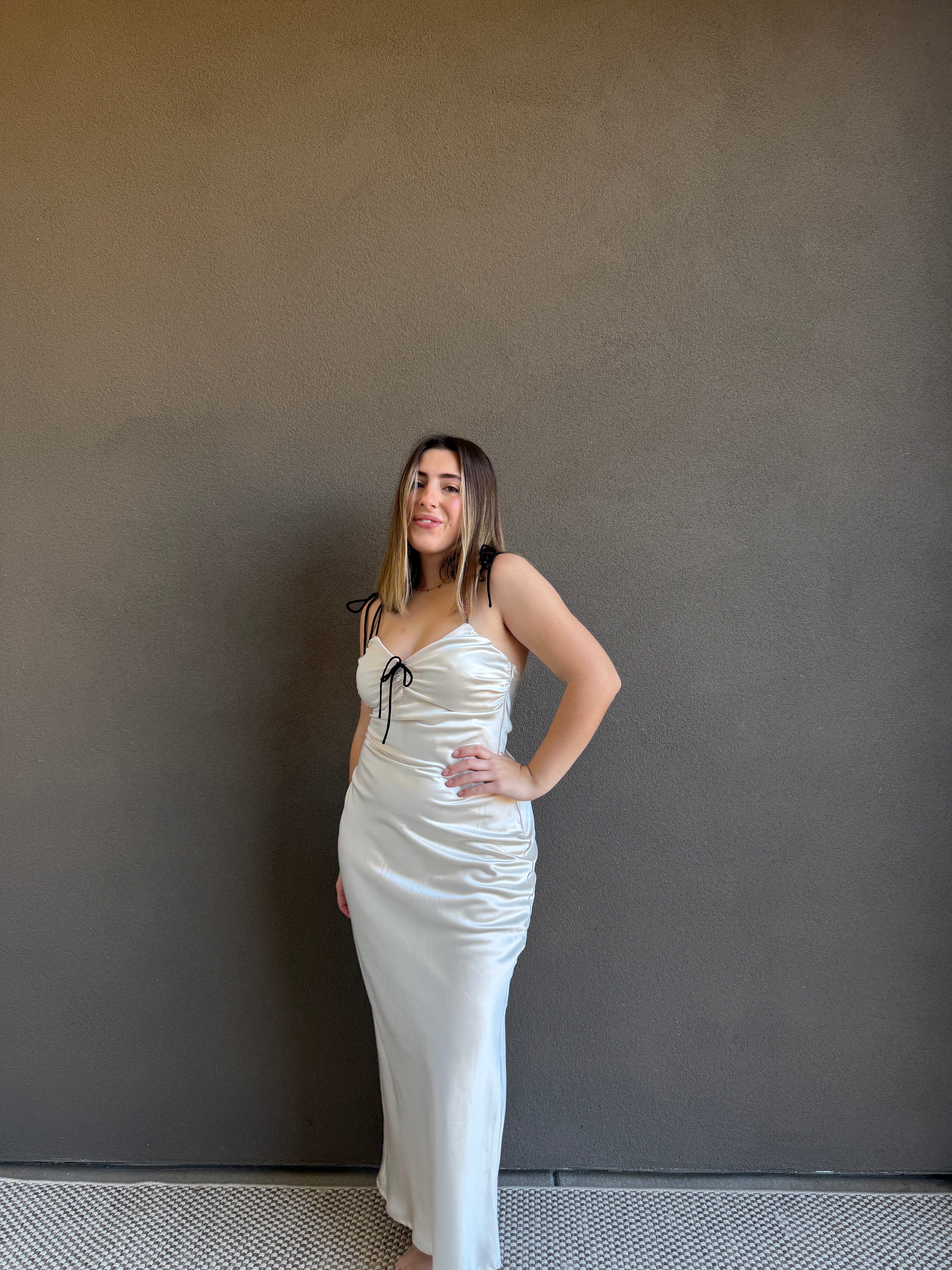White Satin Maxi Dress (XS)