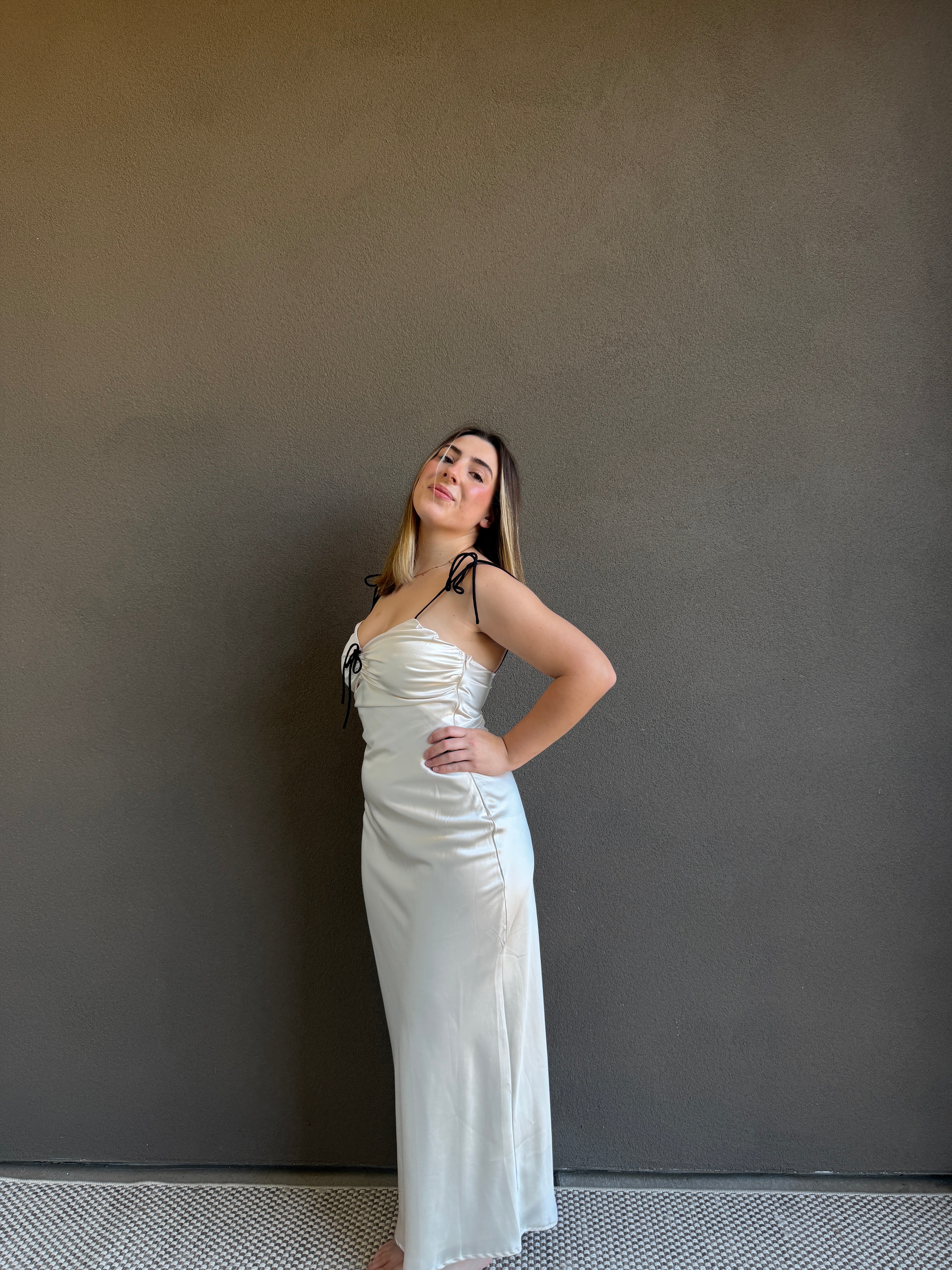 White Satin Maxi Dress (XS)