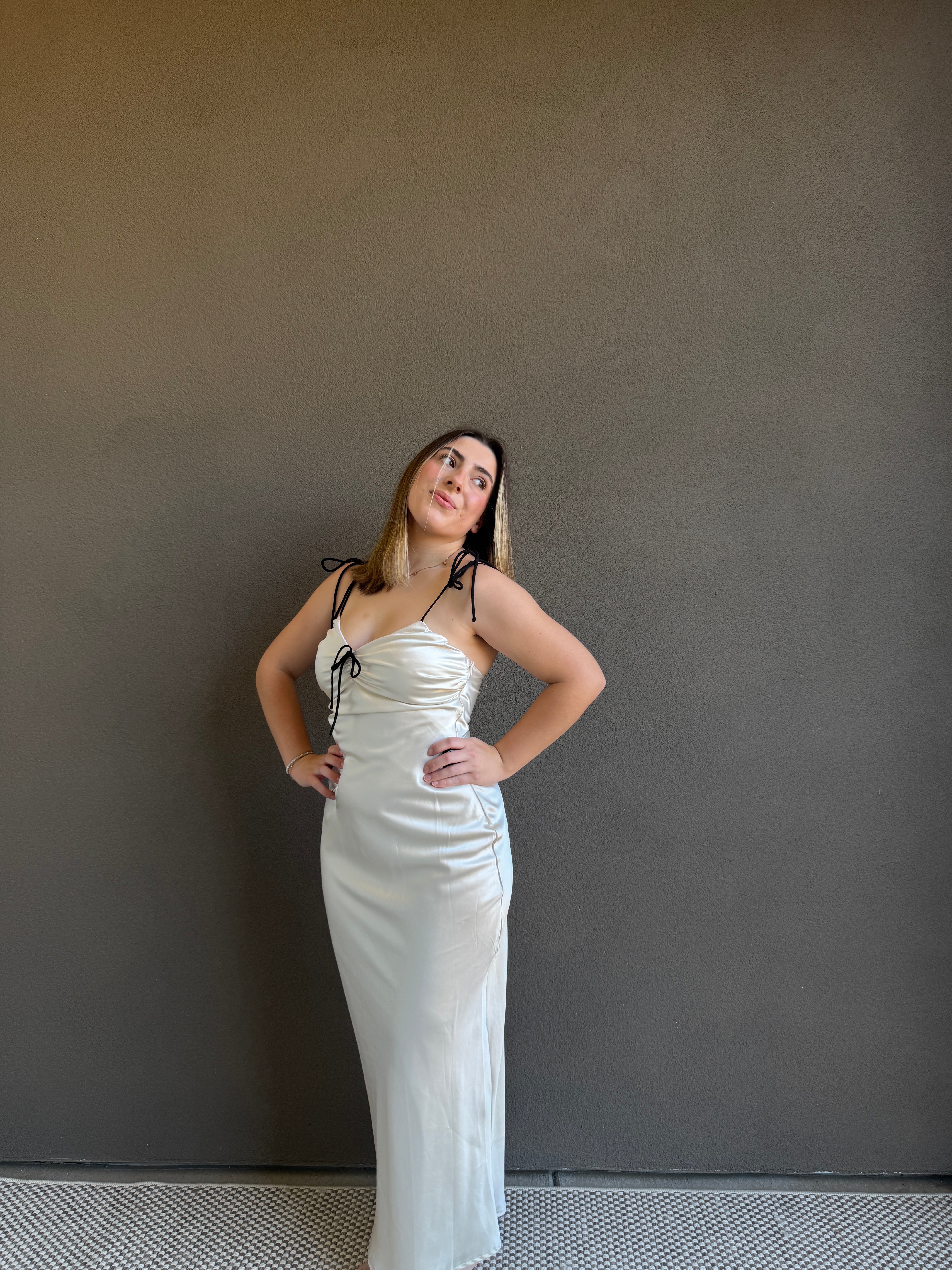 White Satin Maxi Dress (XS)