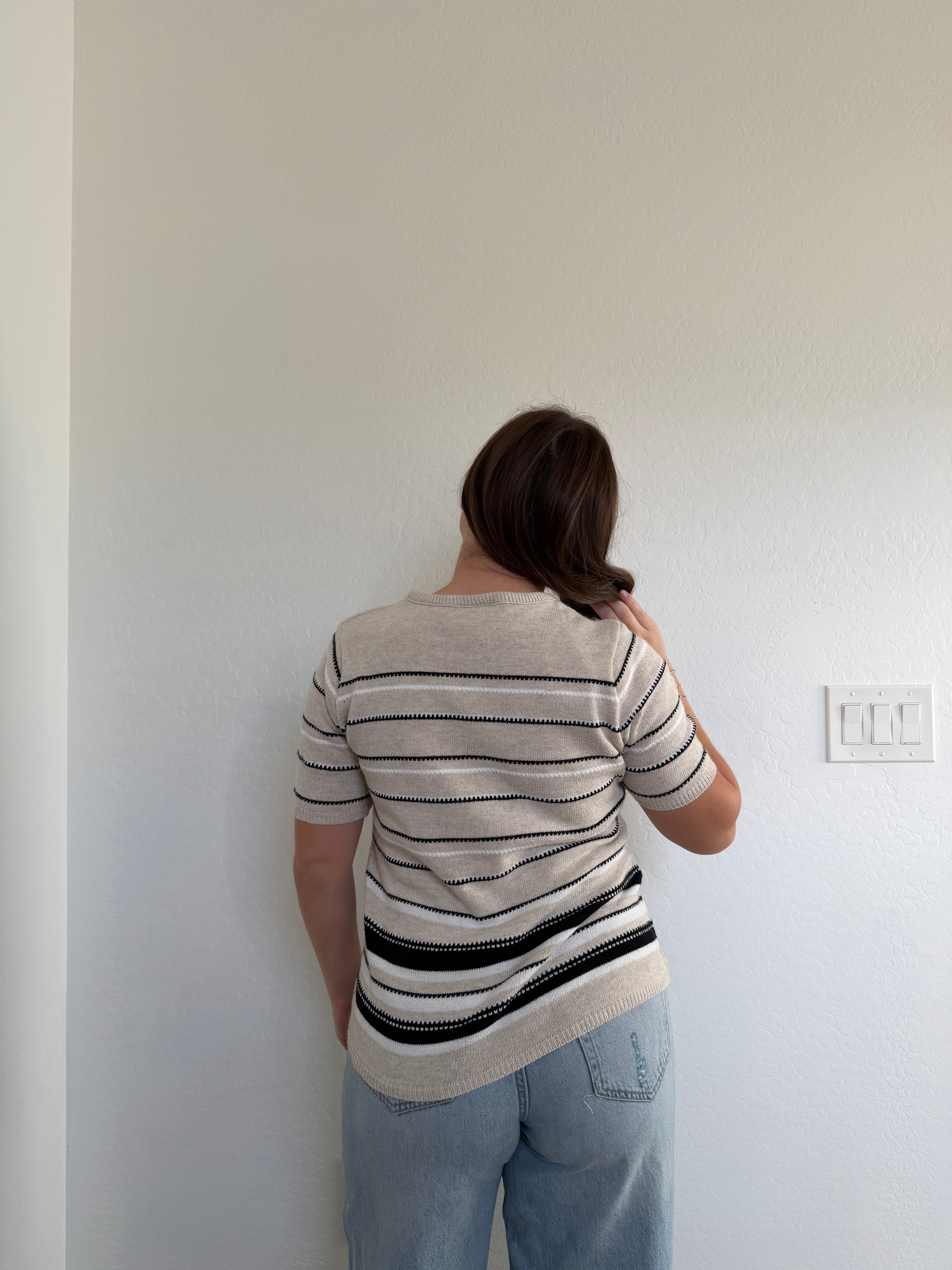 Neutral Striped Sweater Tee (S)