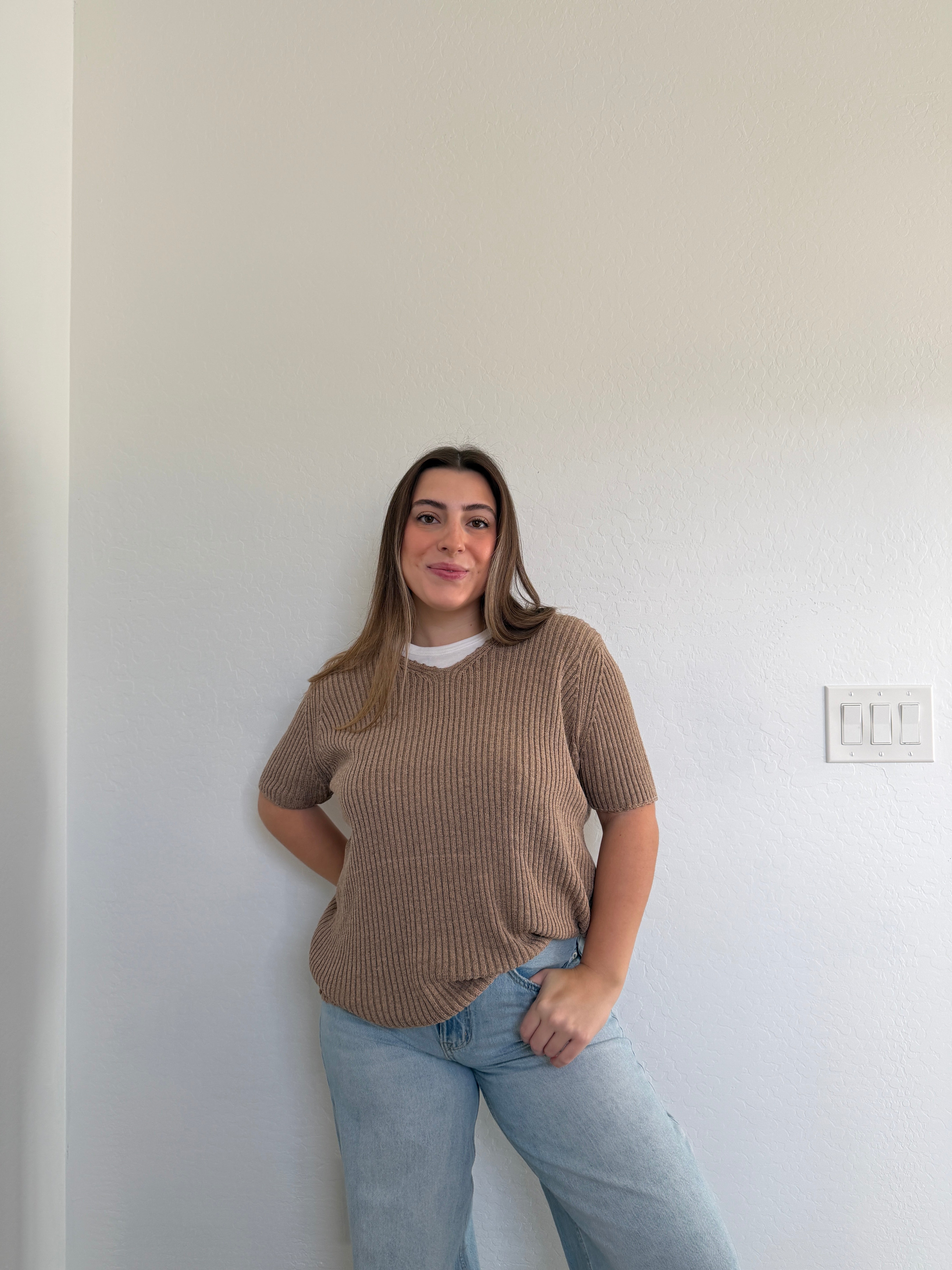 Brown Silk Blend Knit Tee (PL)