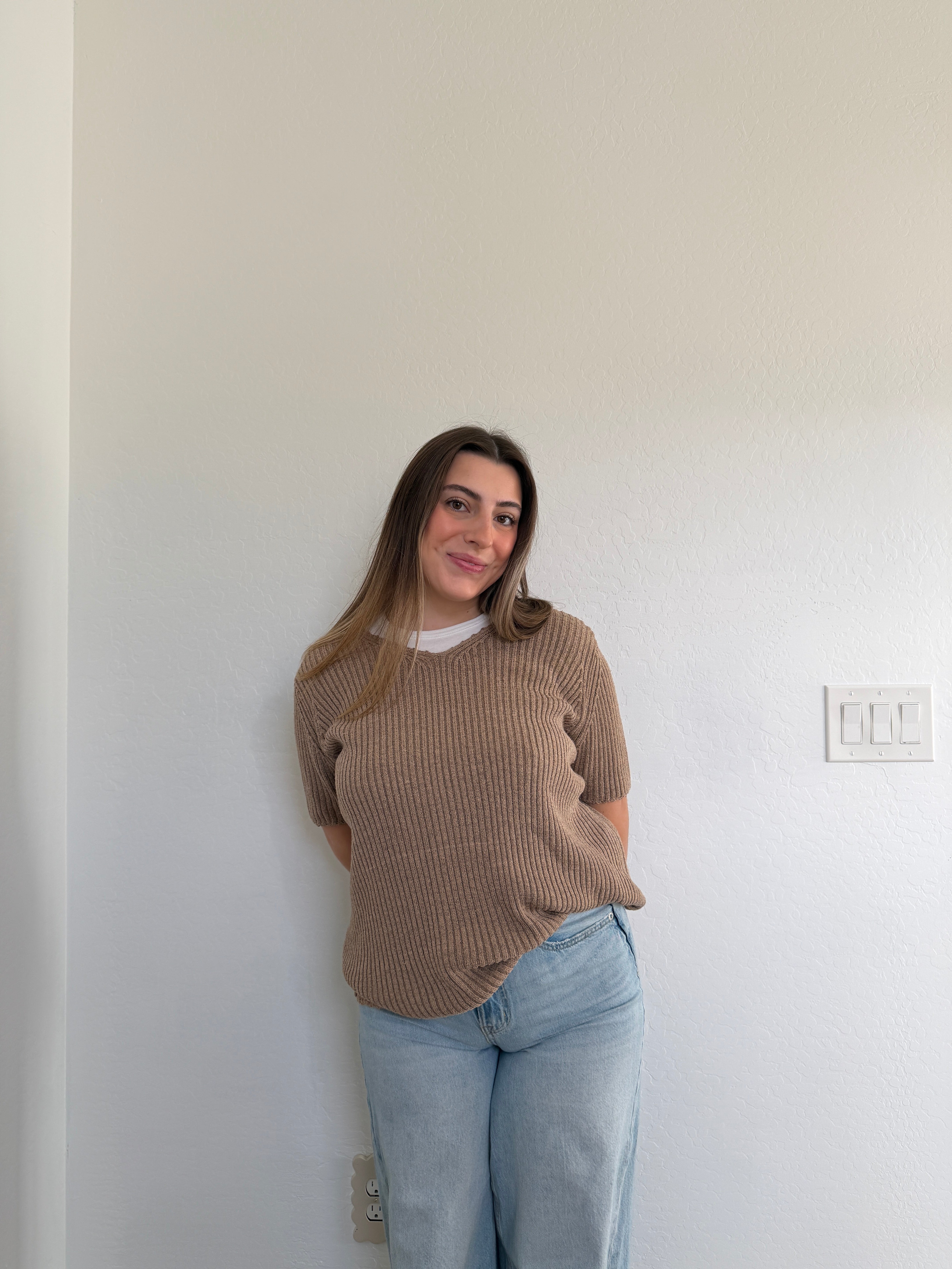 Brown Silk Blend Knit Tee (PL)