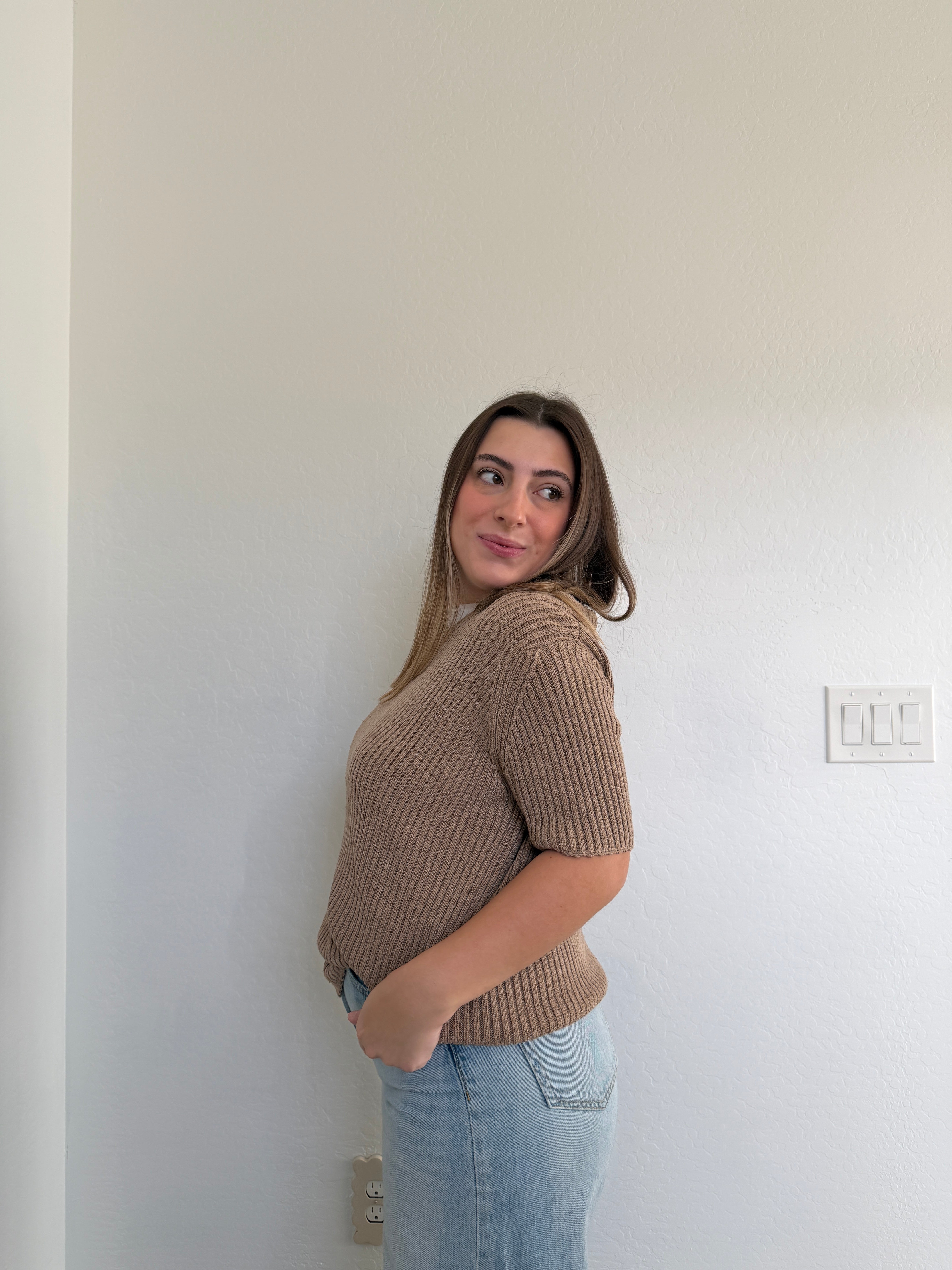 Brown Silk Blend Knit Tee (PL)