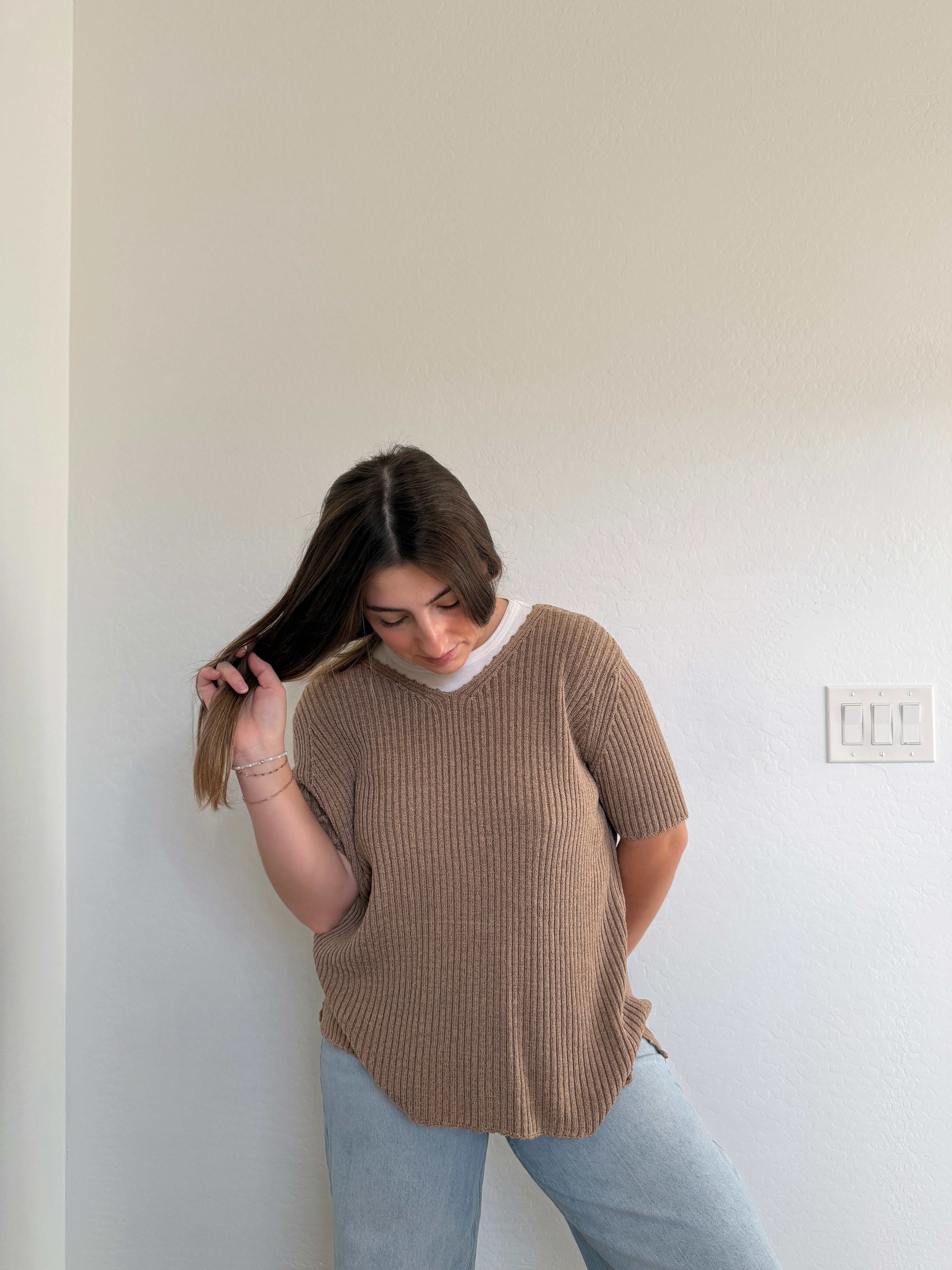 Brown Silk Blend Knit Tee (PL)