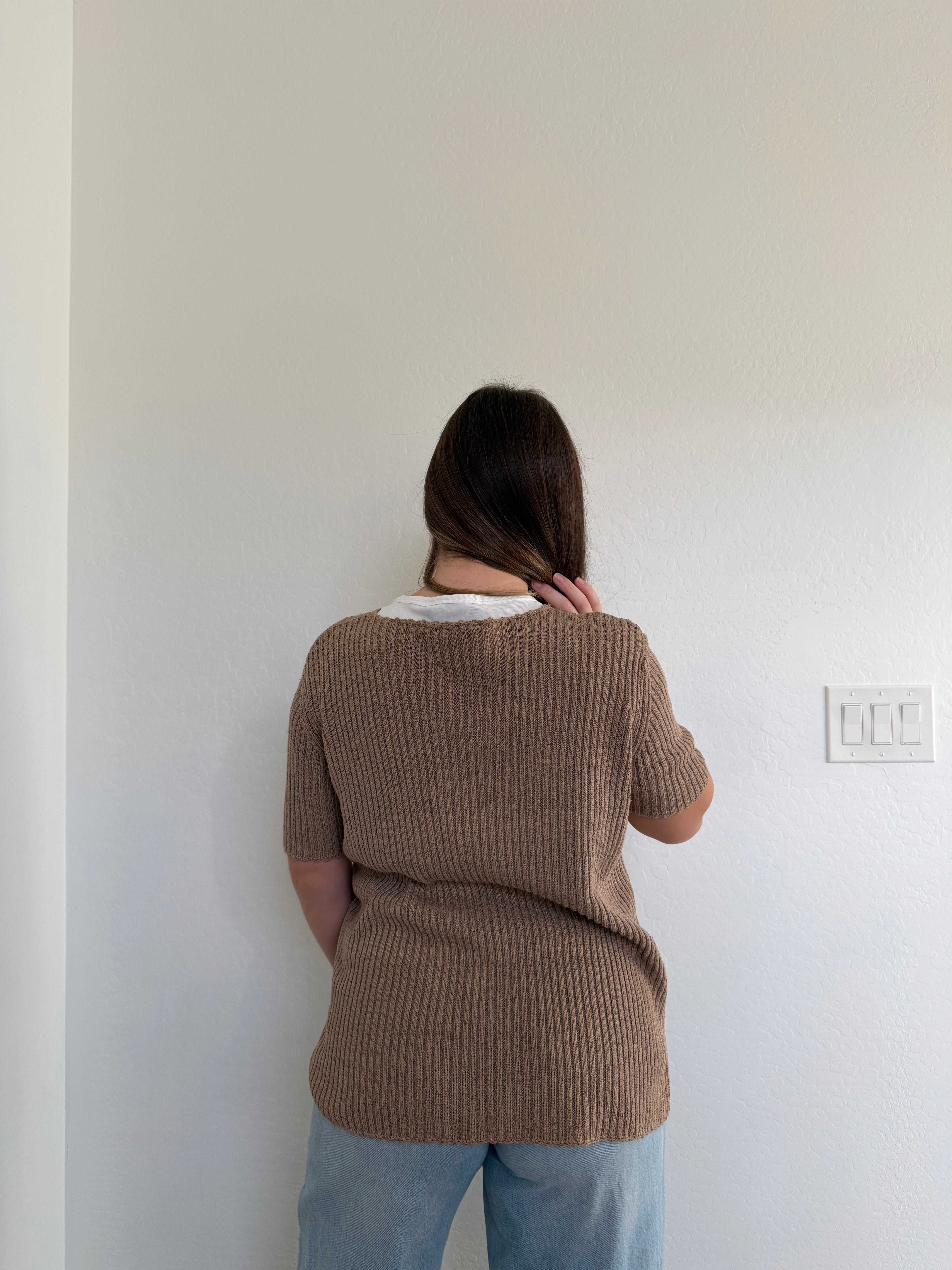 Brown Silk Blend Knit Tee (PL)