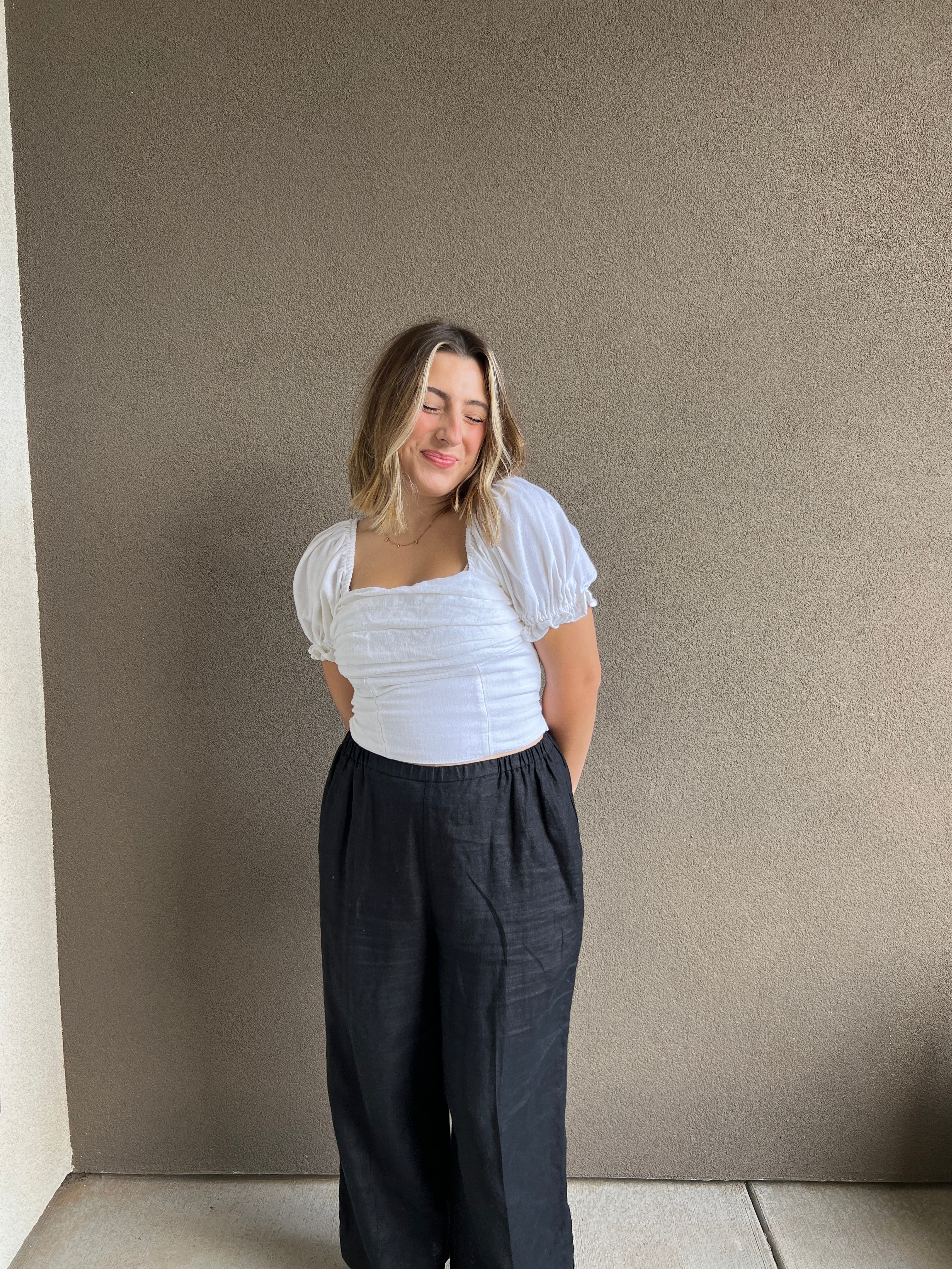White Puff Sleeve Blouse (XS)