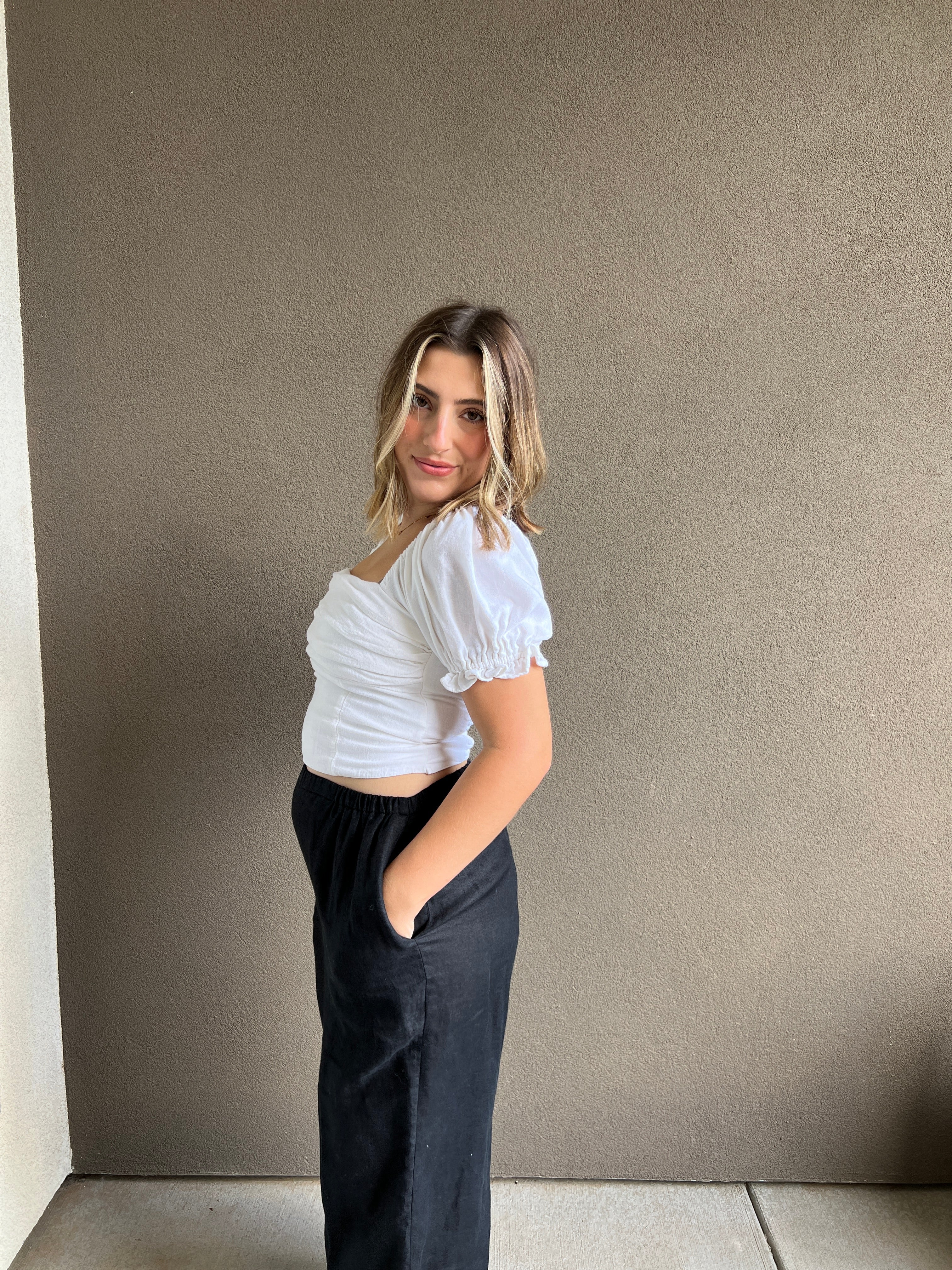 White Puff Sleeve Blouse (XS)