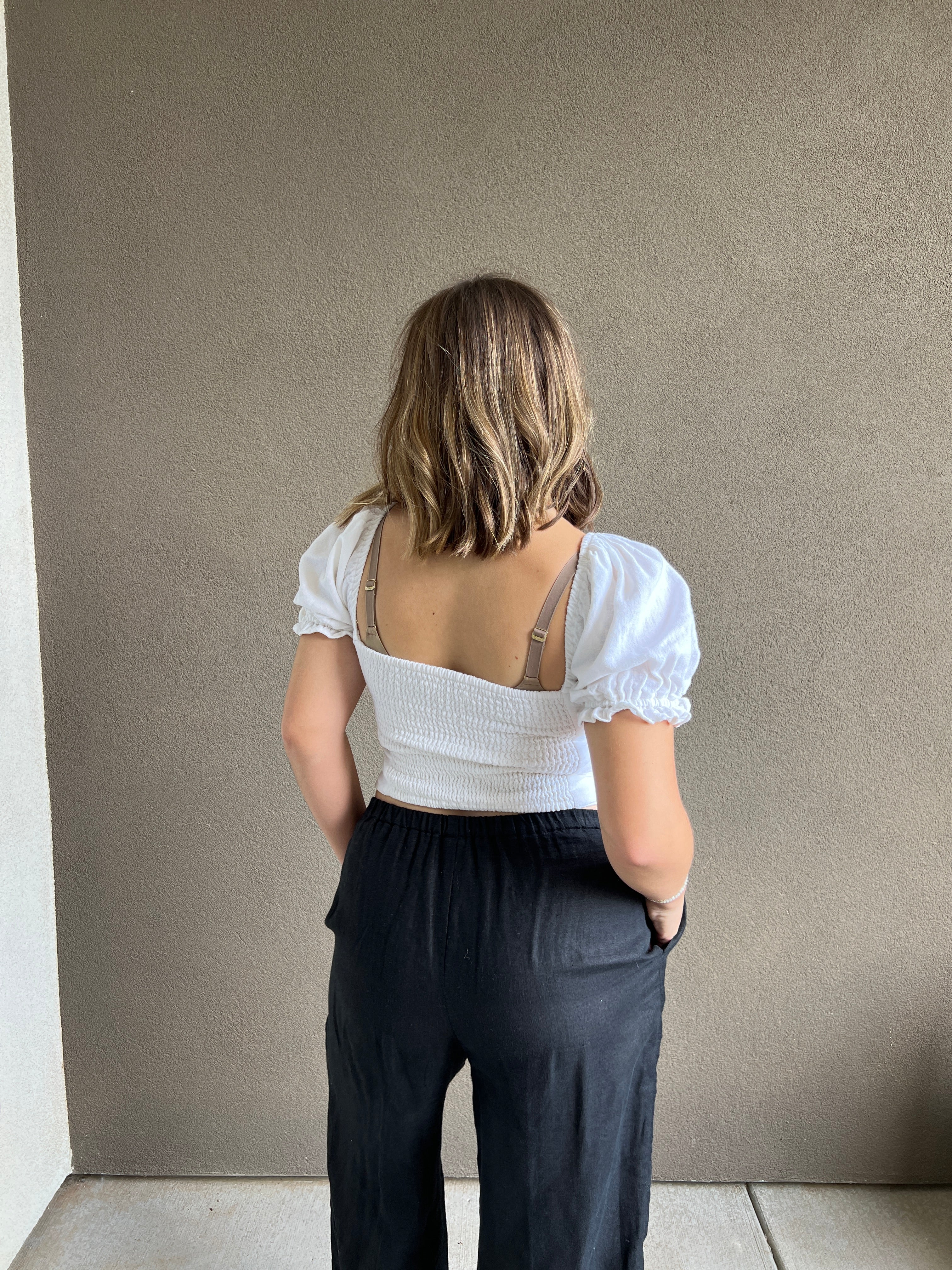 White Puff Sleeve Blouse (XS)