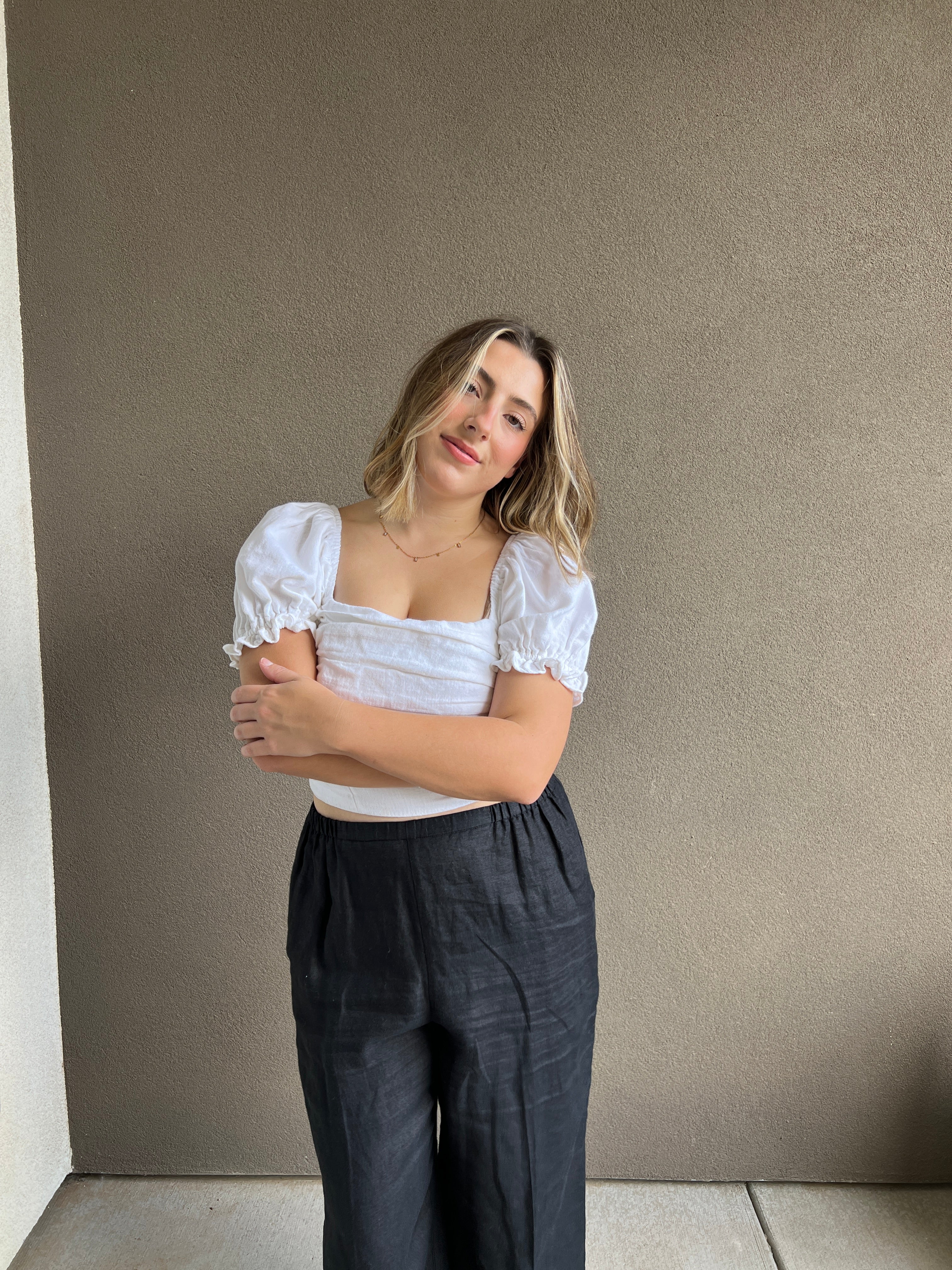 White Puff Sleeve Blouse (XS)