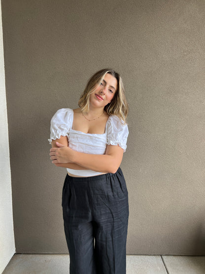 White Puff Sleeve Blouse (XS)