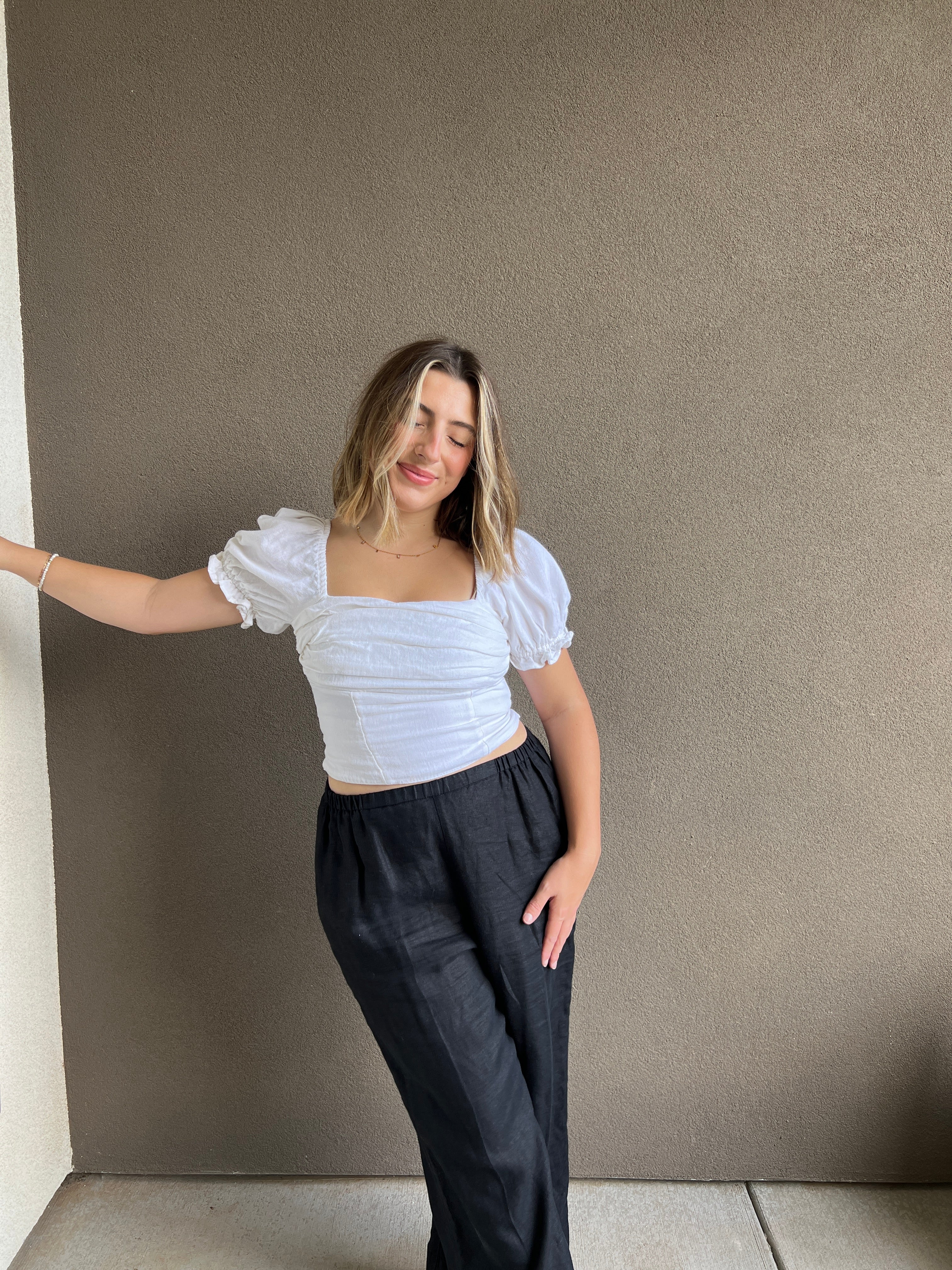 White Puff Sleeve Blouse (XS)