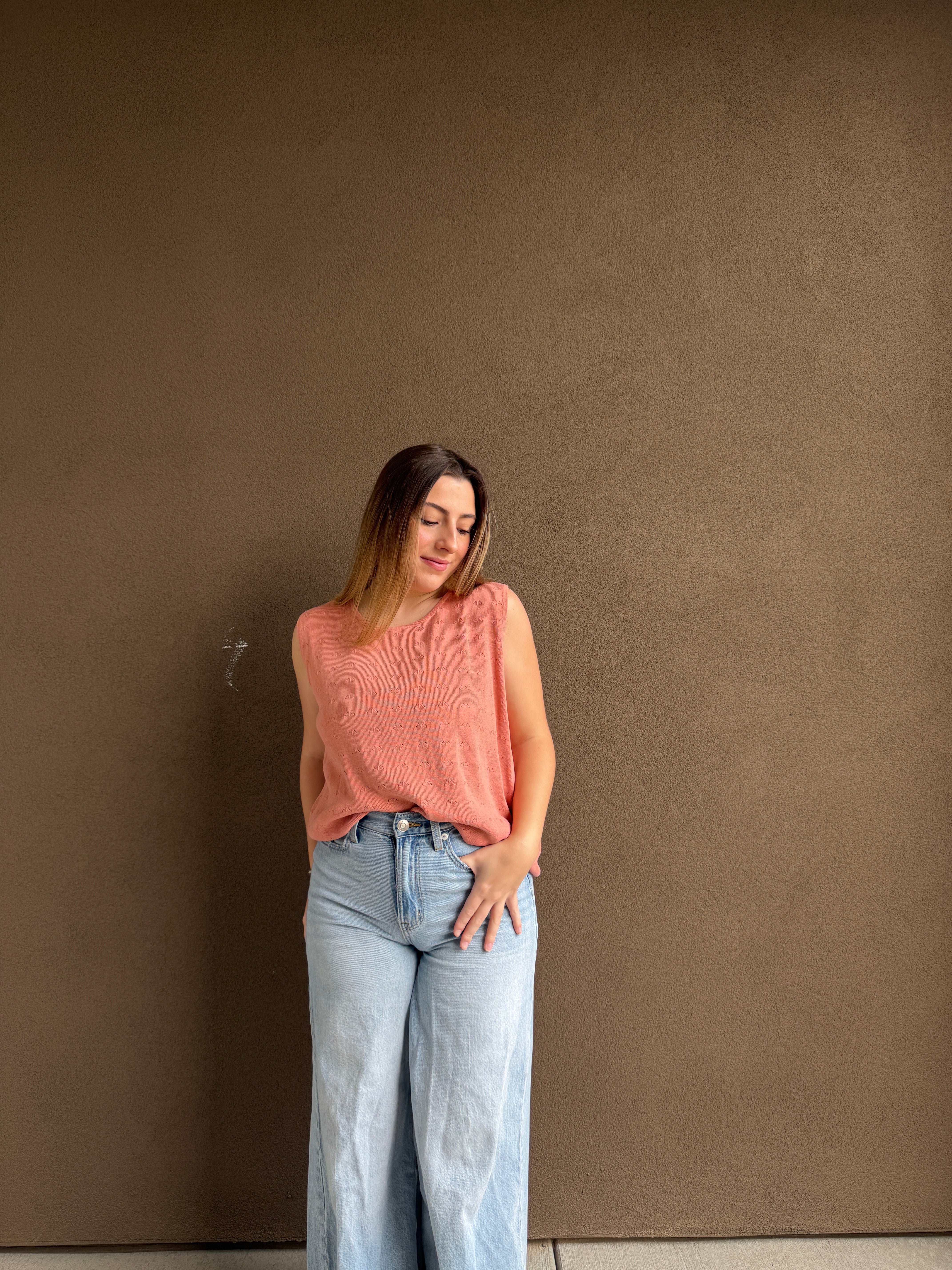 Peach Mockneck Tank (M)