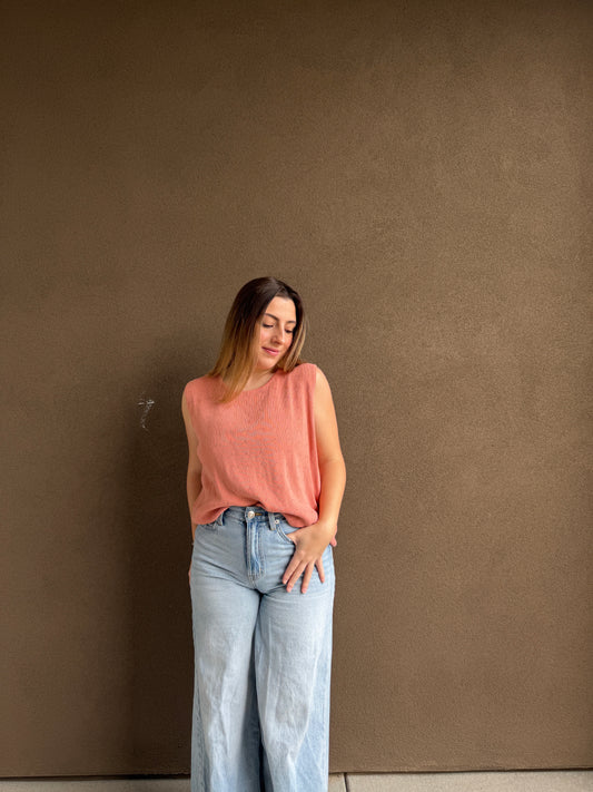 Peach Mockneck Tank (M)