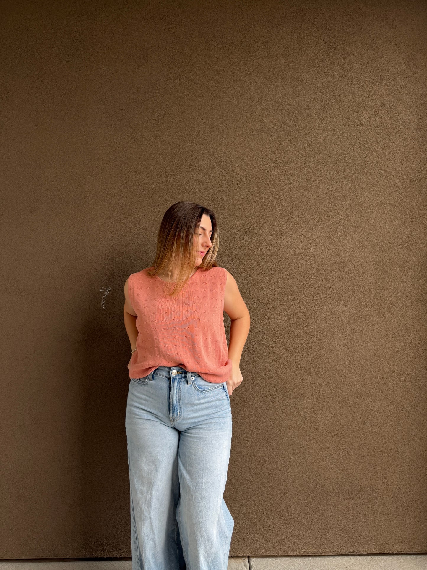 Peach Mockneck Tank (M)