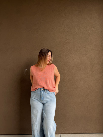 Peach Mockneck Tank (M)