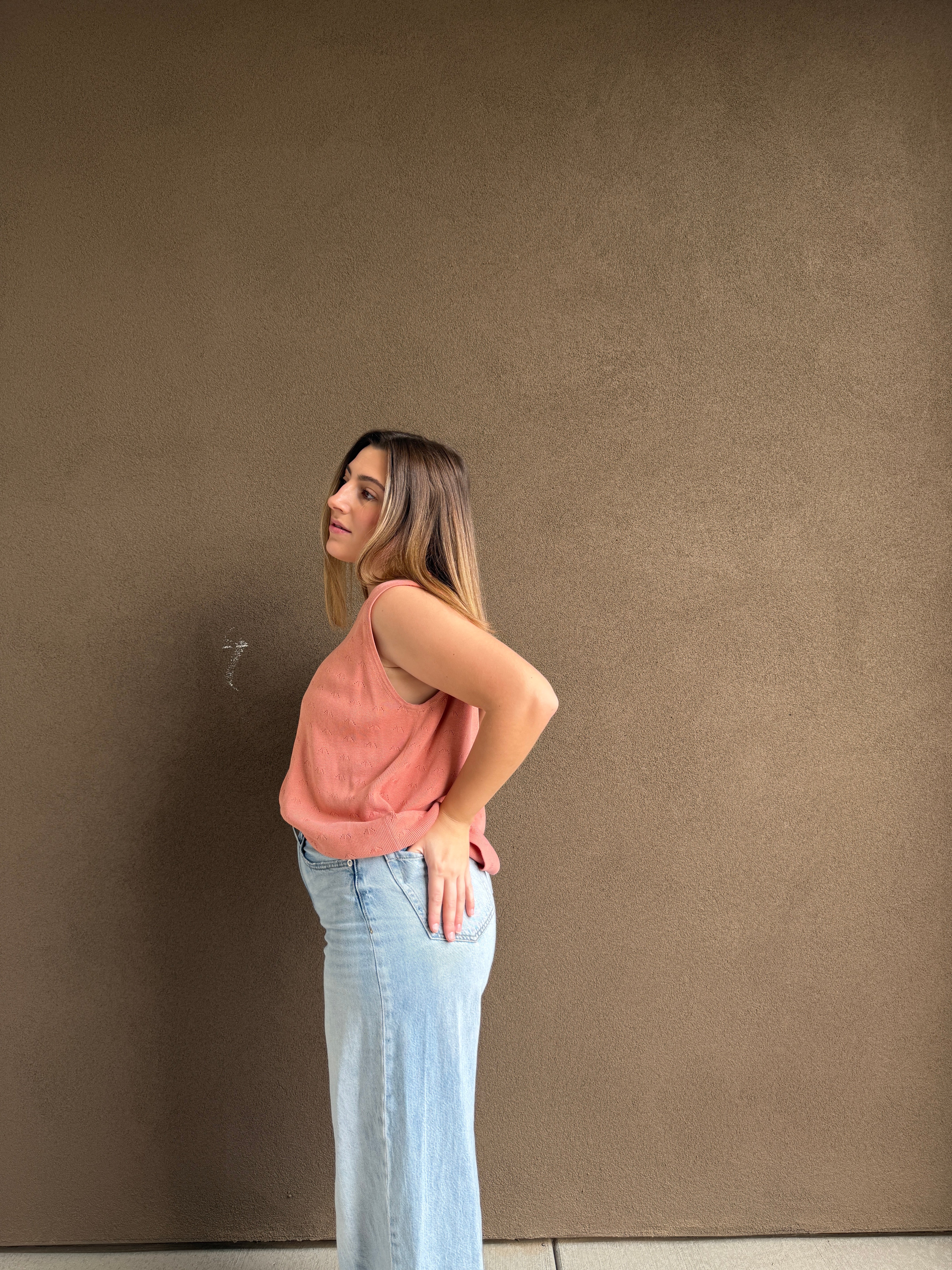 Peach Mockneck Tank (M)