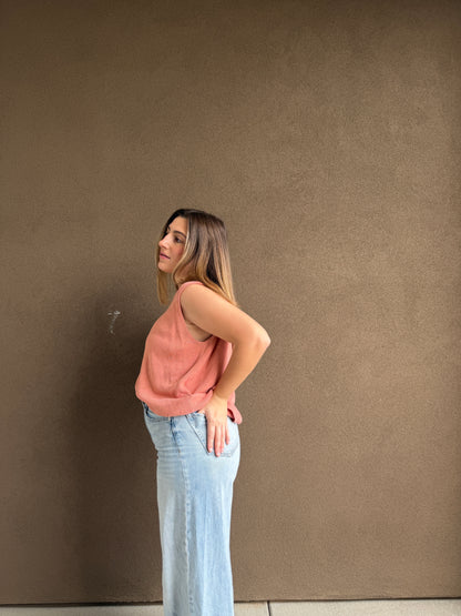 Peach Mockneck Tank (M)