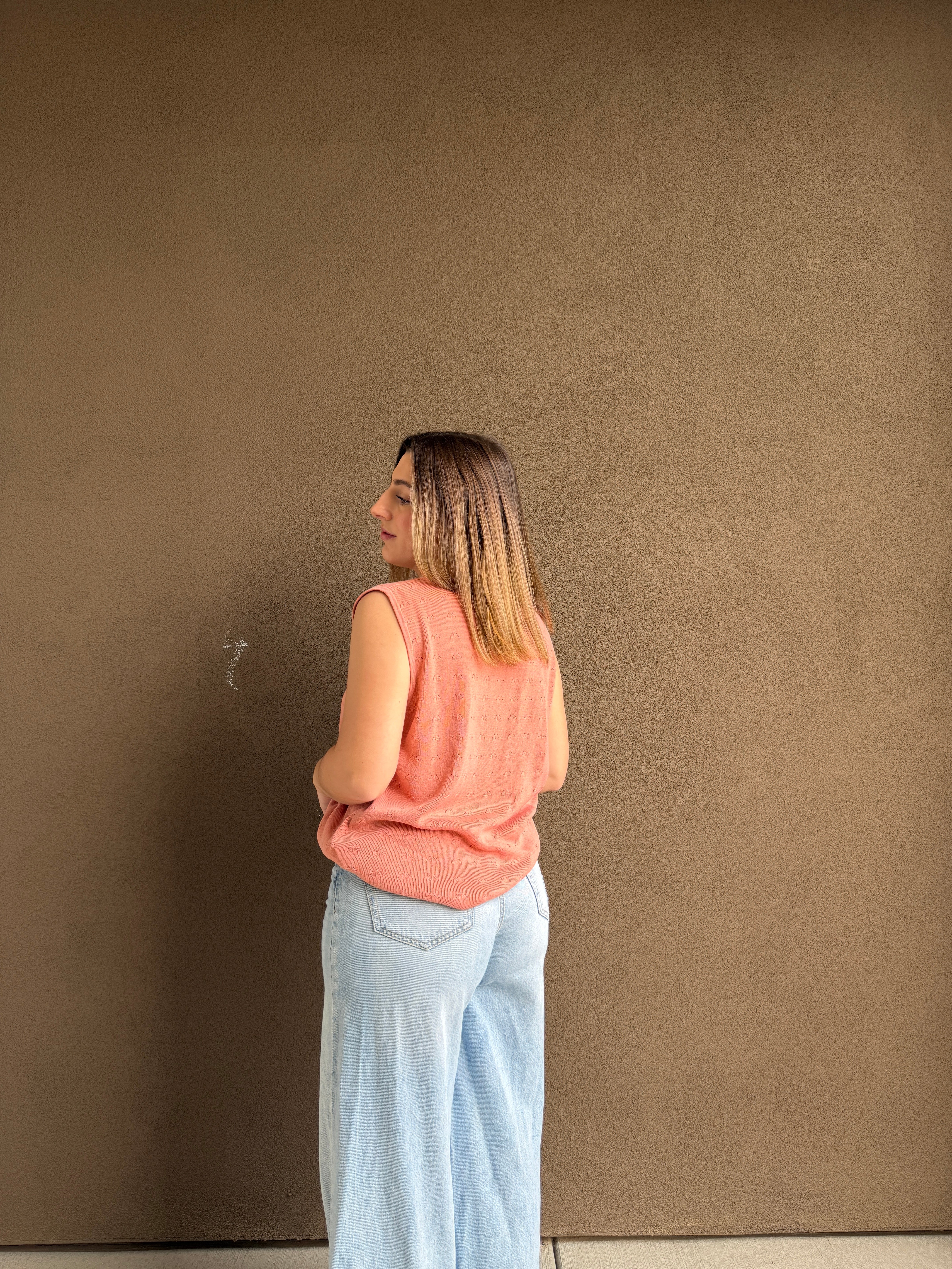 Peach Mockneck Tank (M)