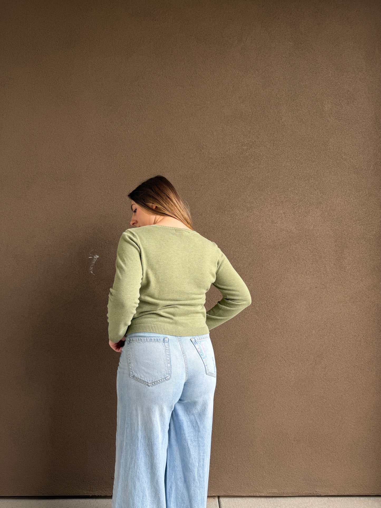 Green Argyle Cardigan (M)