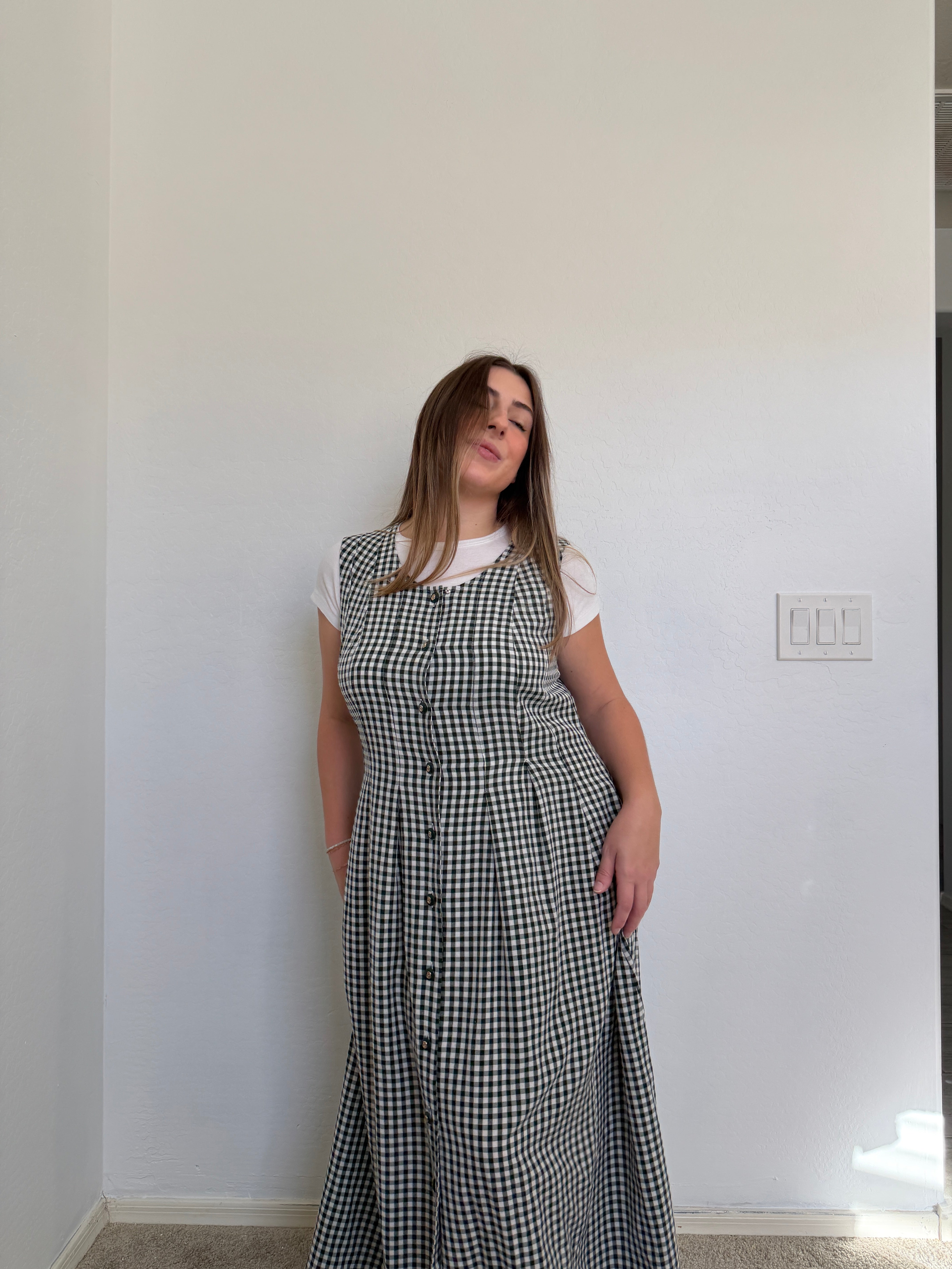 Green Gingham Tank Maxi Dress (12)