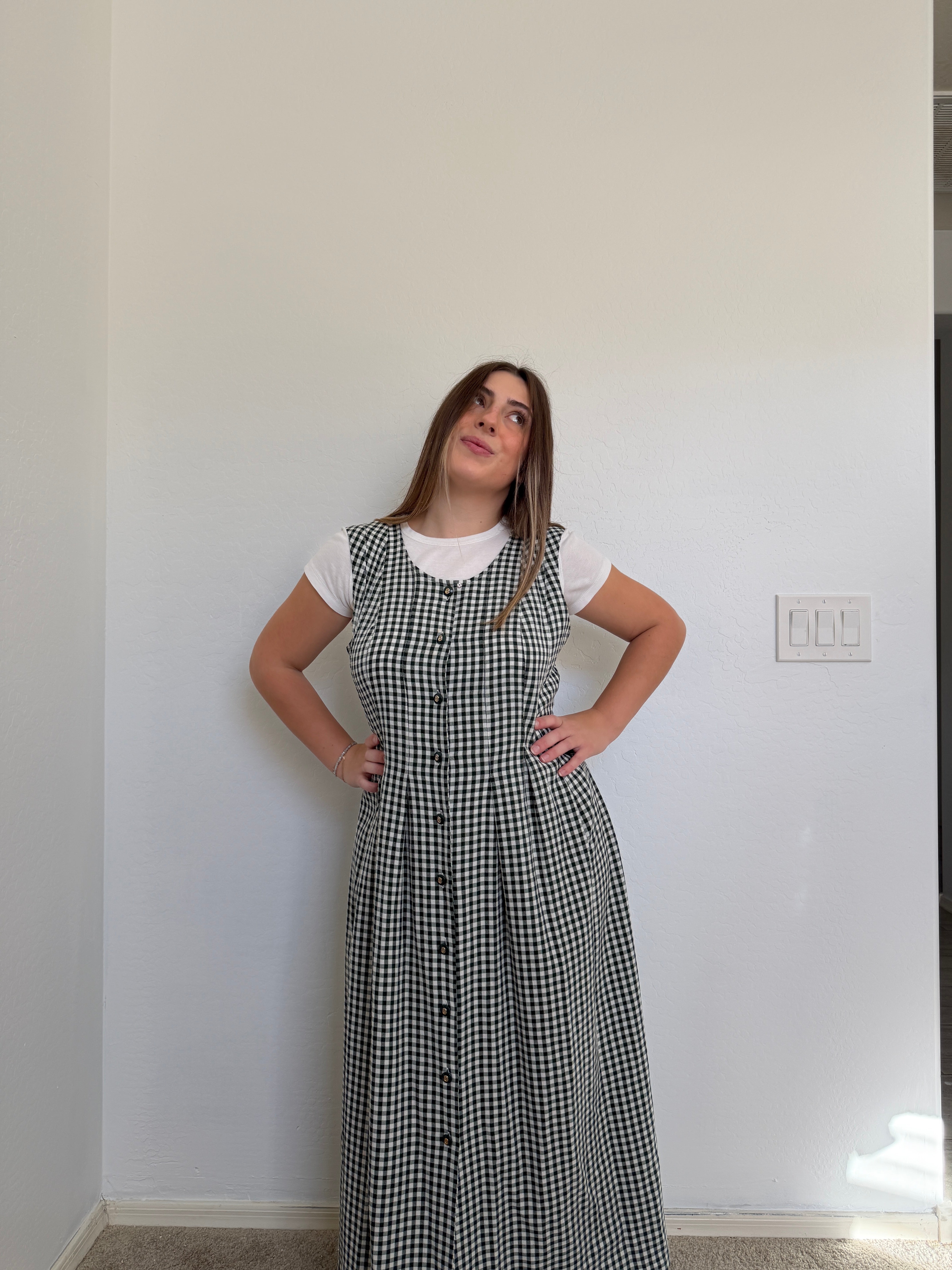 Green Gingham Tank Maxi Dress (12)