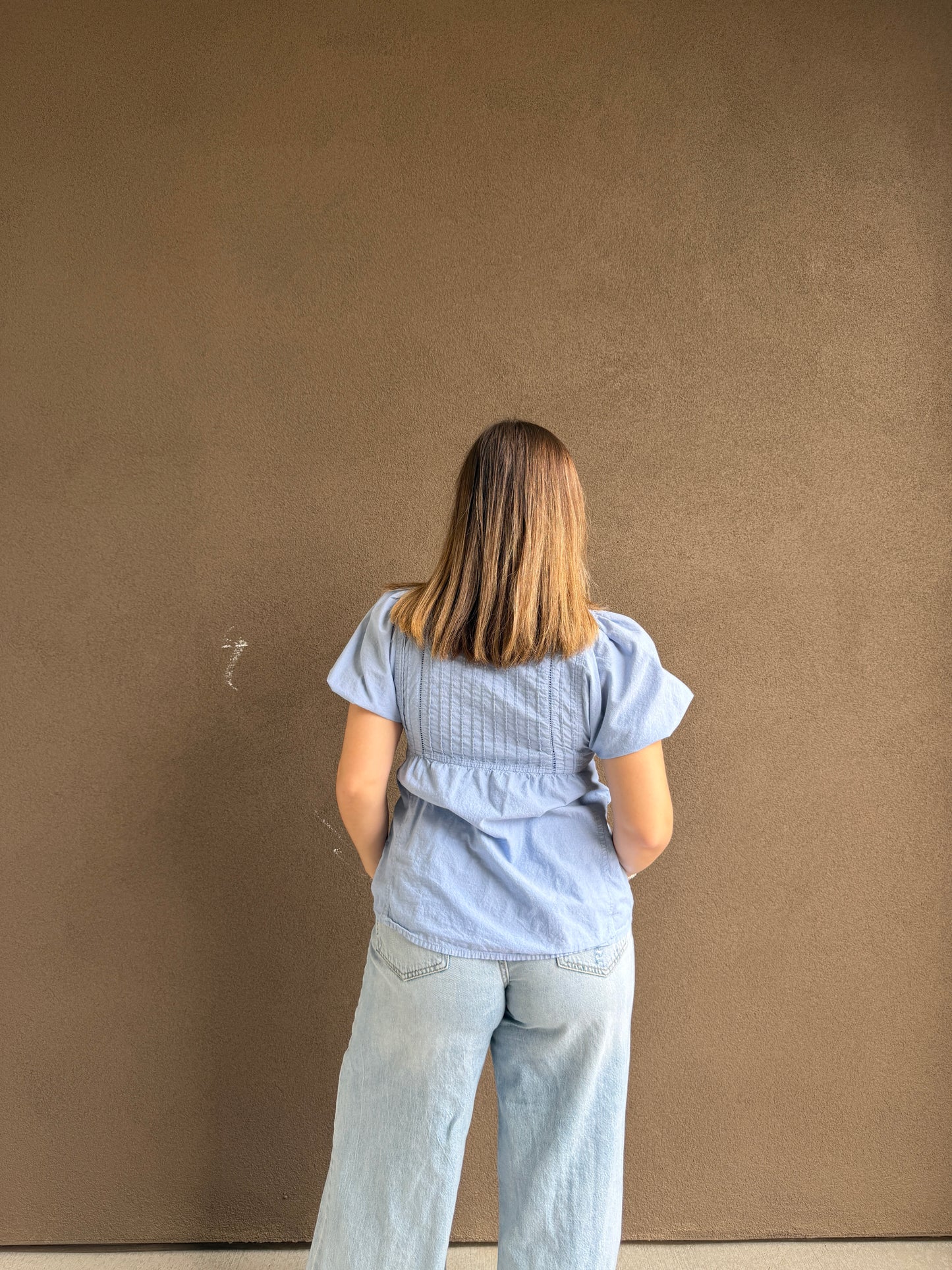 Sky Puff Sleeve Blouse (S)